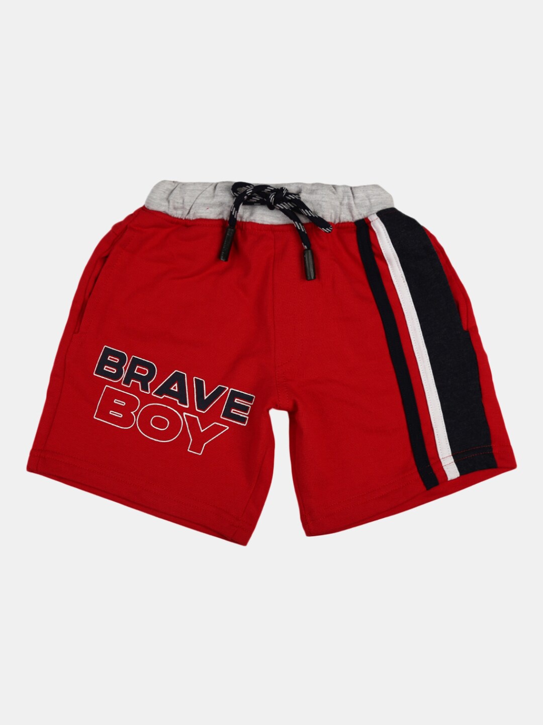 

V-Mart Boys Typography Printed Mid-Rise Cotton Shorts, Red