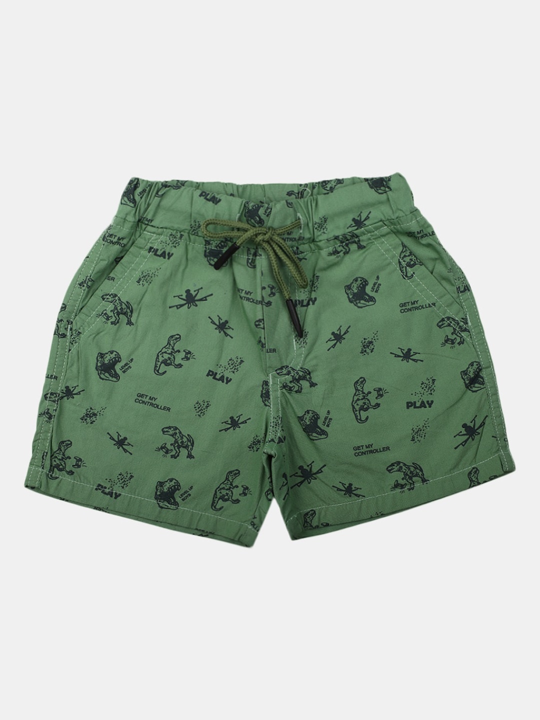 

V-Mart Boys Graphic Printed Cotton Regular Shorts, Green