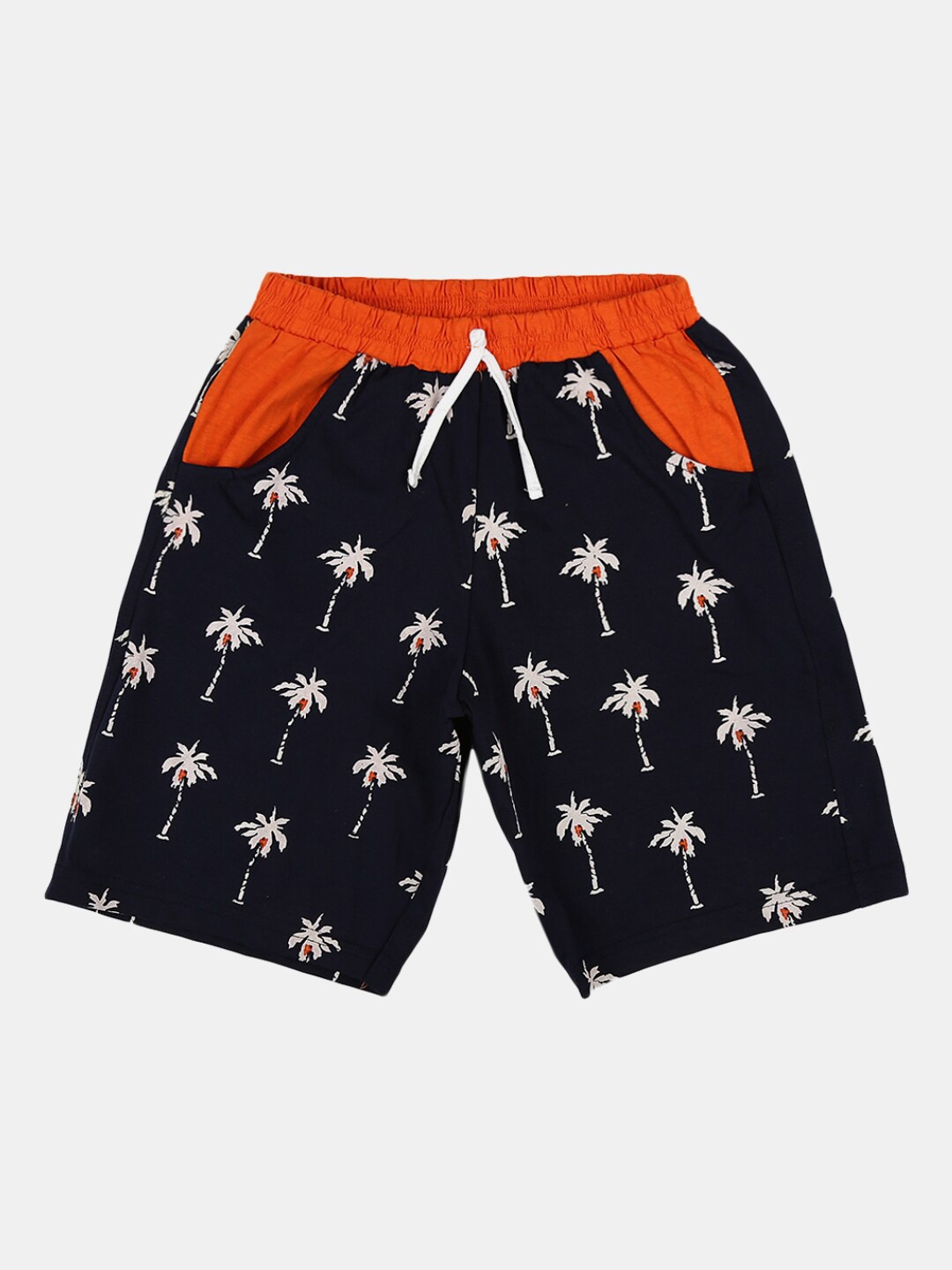 

V-Mart Boys Tropical Printed Mid-Rise Cotton Shorts, Navy blue