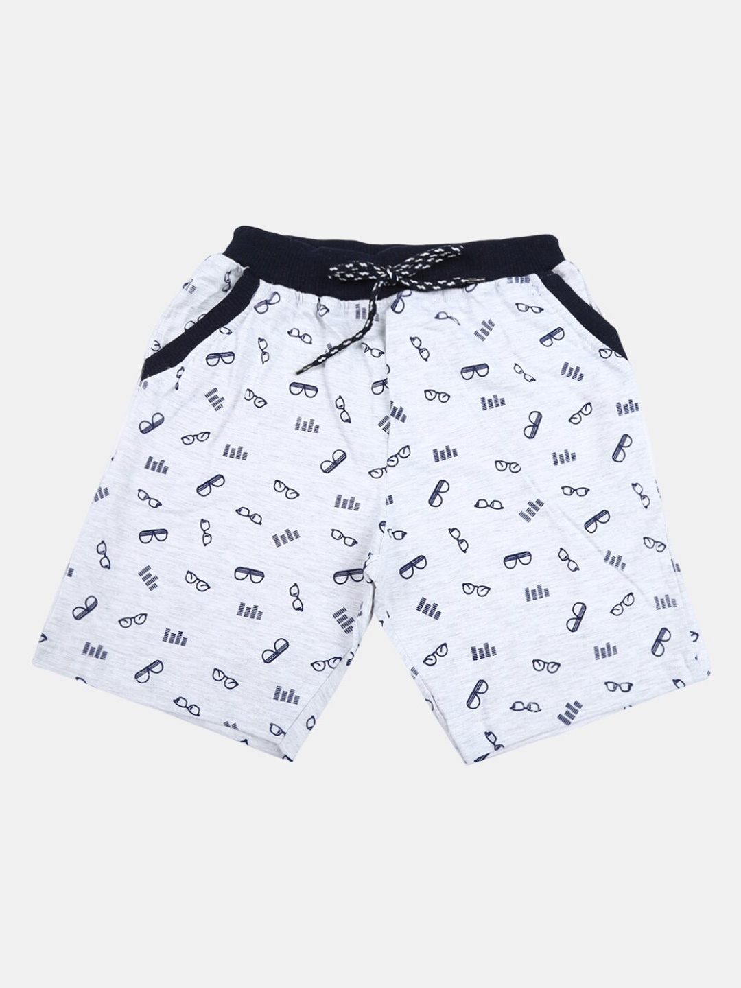 

V-Mart Boys Conversational Printed Mid-Rise Cotton Shorts, Grey
