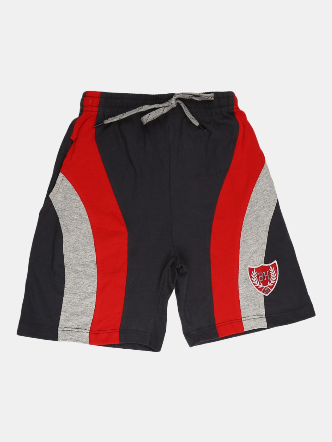 

V-Mart Boys Colourblocked Mid-Rise Cotton Shorts, Grey