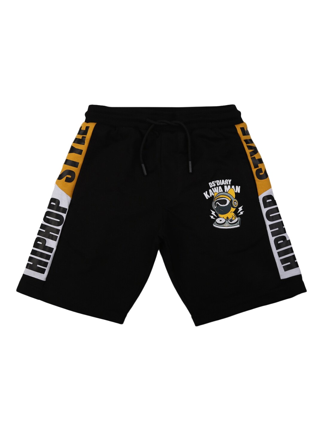 

V-Mart Boys Typography Printed Mid-Rise Cotton Shorts, Black