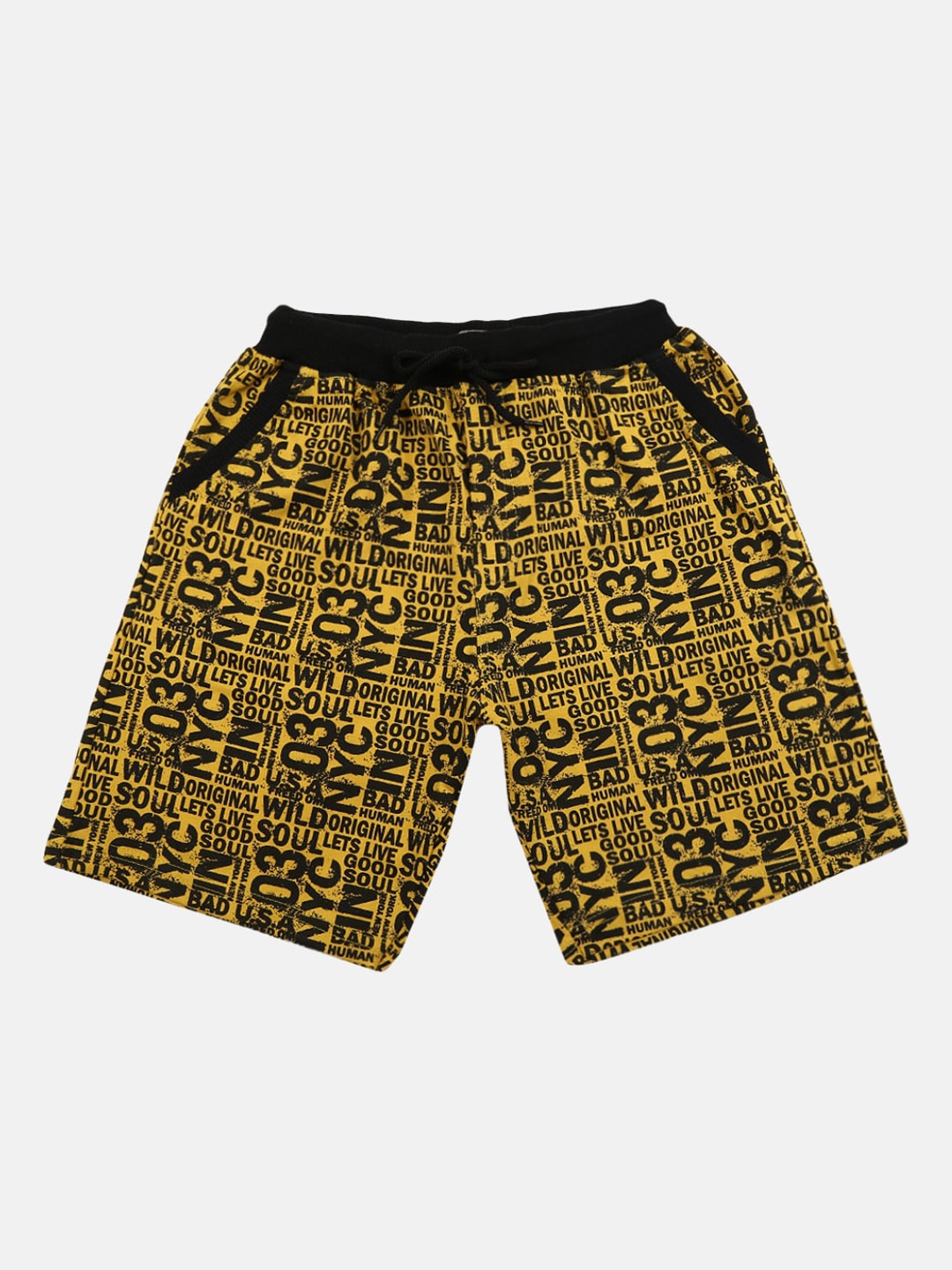 

V-Mart Boys Typography Printed Cotton Regular Shorts, Mustard