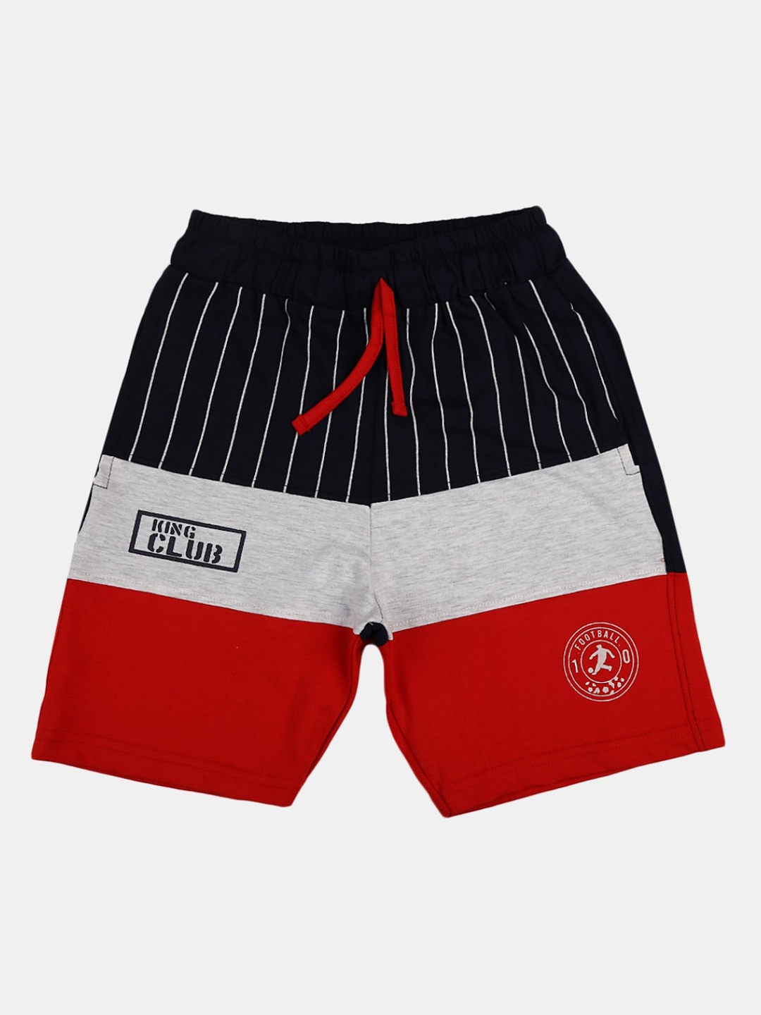 

V-Mart Boys Colourblocked Mid-Rise Cotton Shorts, Black