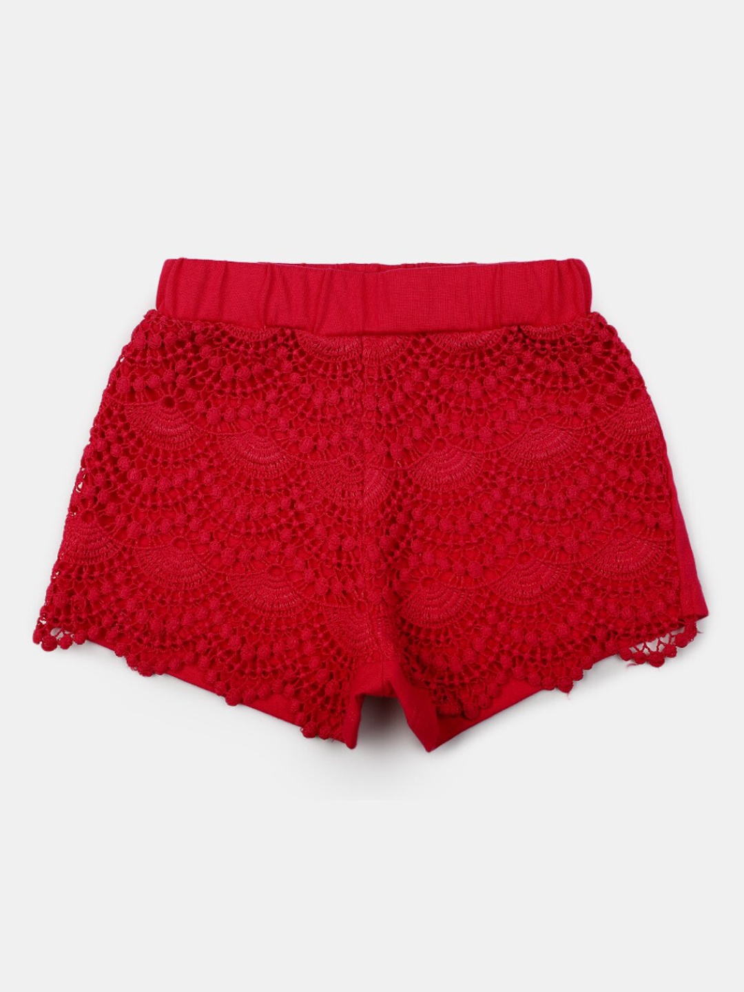

V-Mart Girls Self Design Mid-Rise Cotton Shorts, Fuchsia