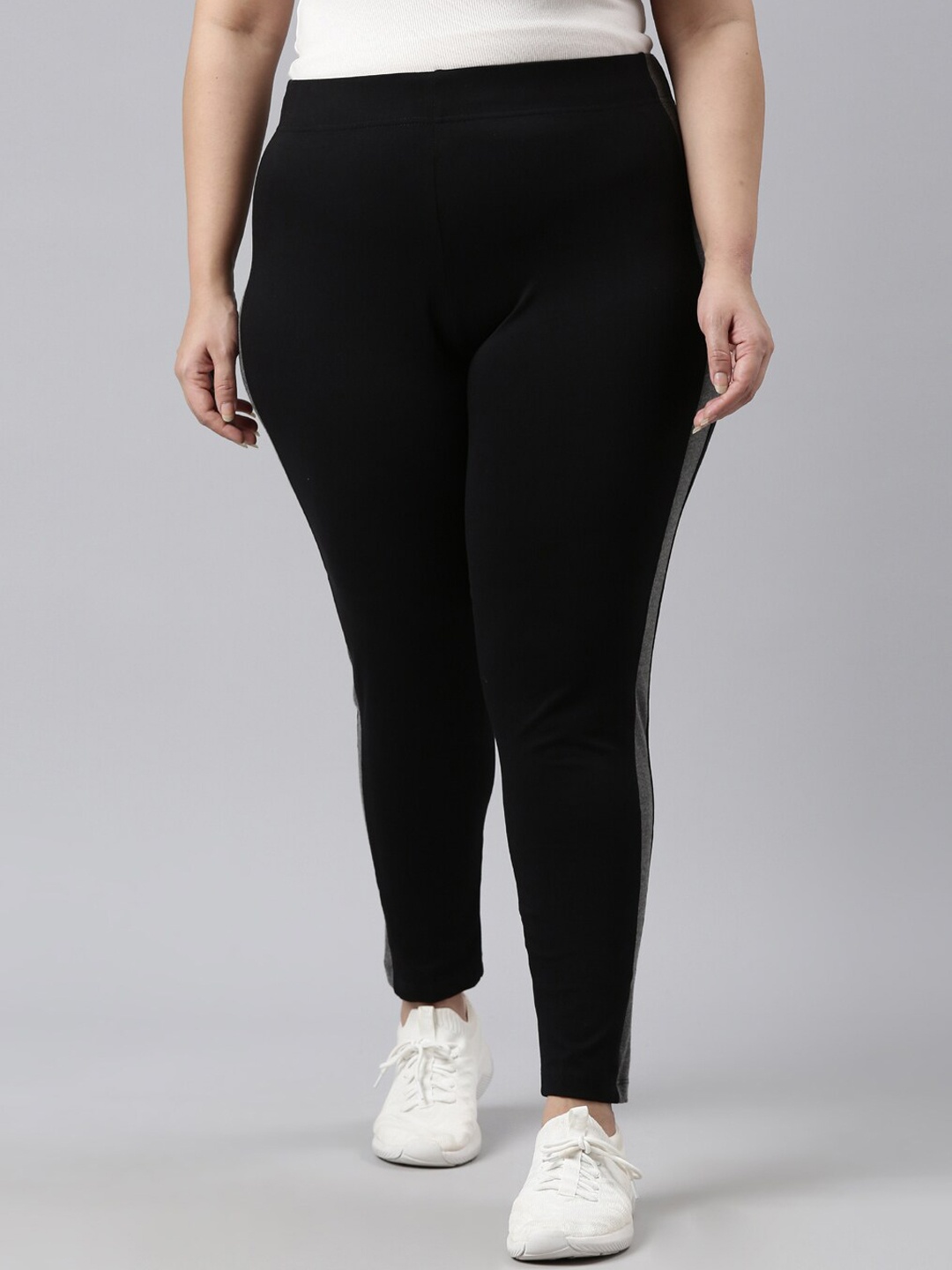 

Go Colors Women Plus Size Slim Fit Cotton Track Pants, Black