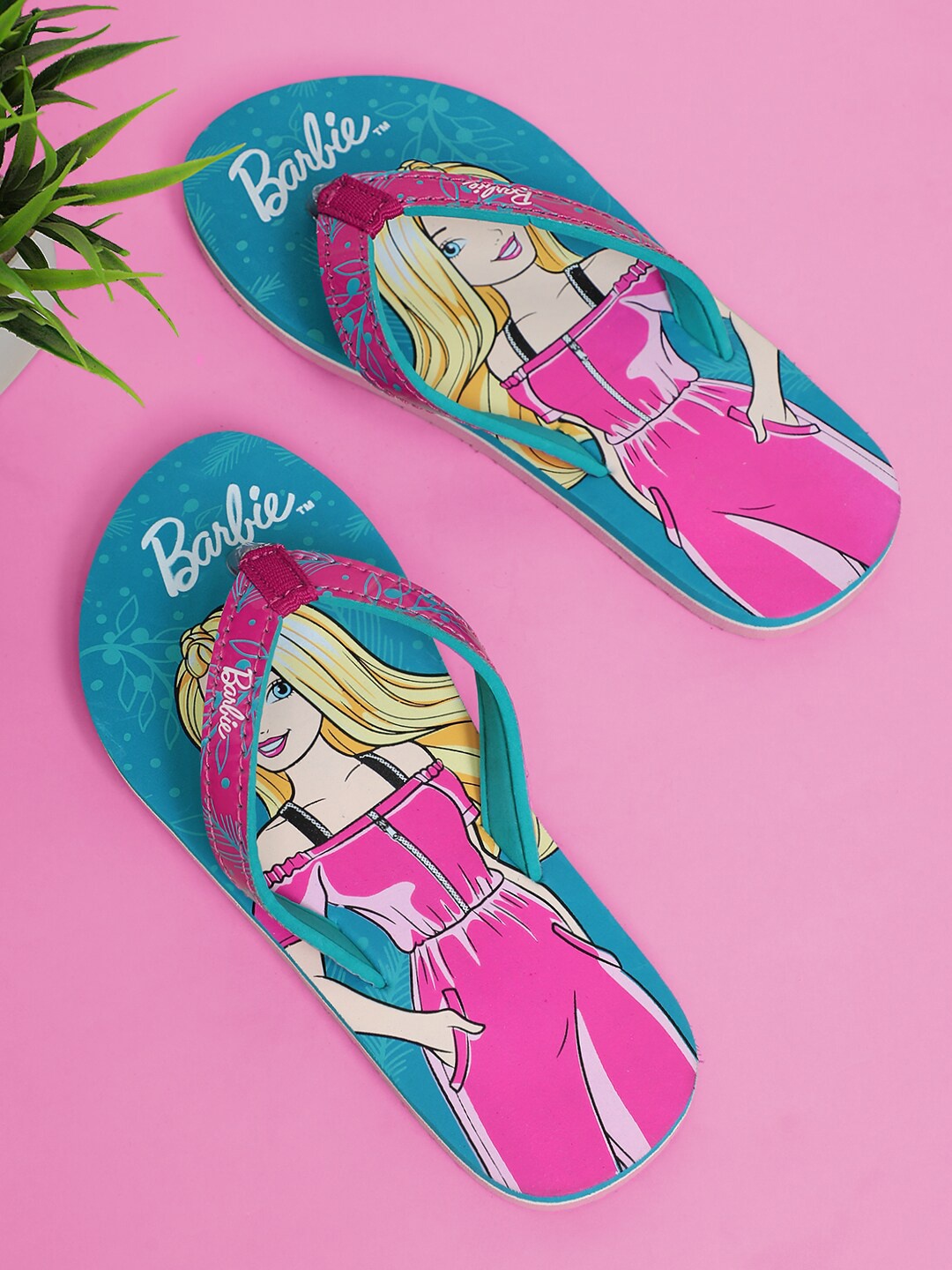 

Kids Ville Girls Barbie Printed Lightweight Thong Flip Flops, Teal