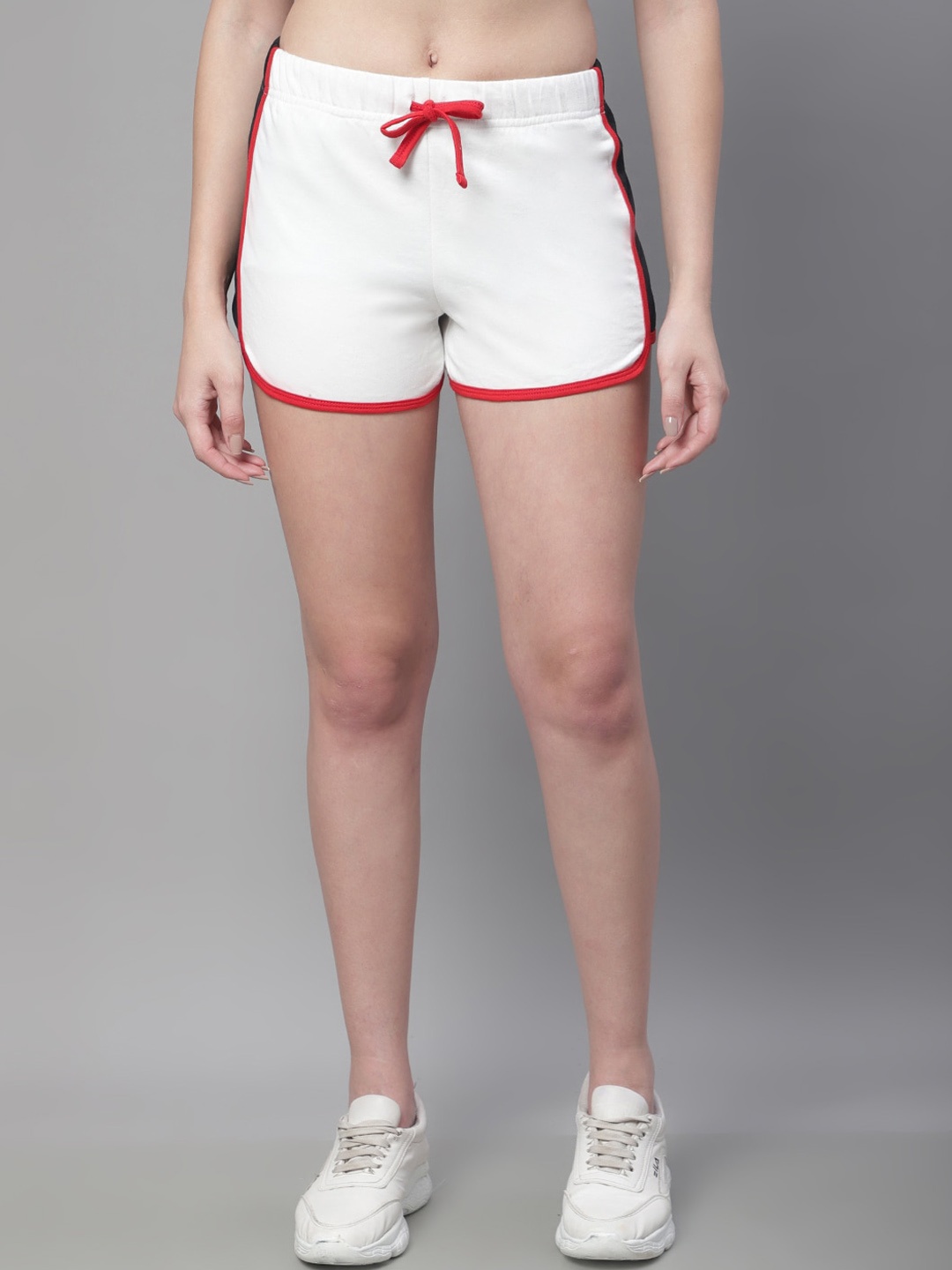 

Rute Women High-Rise Slim Fit Cotton Sports Shorts, White