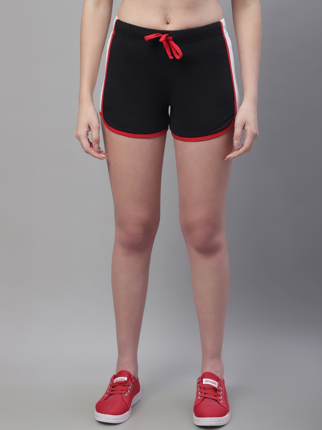 

Rute Women Slim Fit High-Rise Cotton Sports Shorts, Black