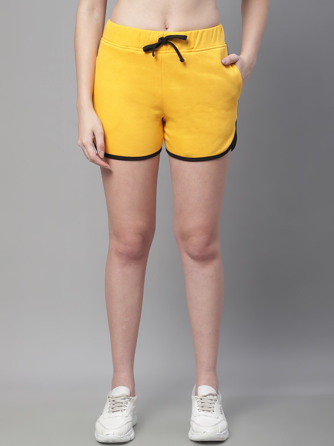 

Rute High-Rise Slim Fit Cotton Shorts, Yellow