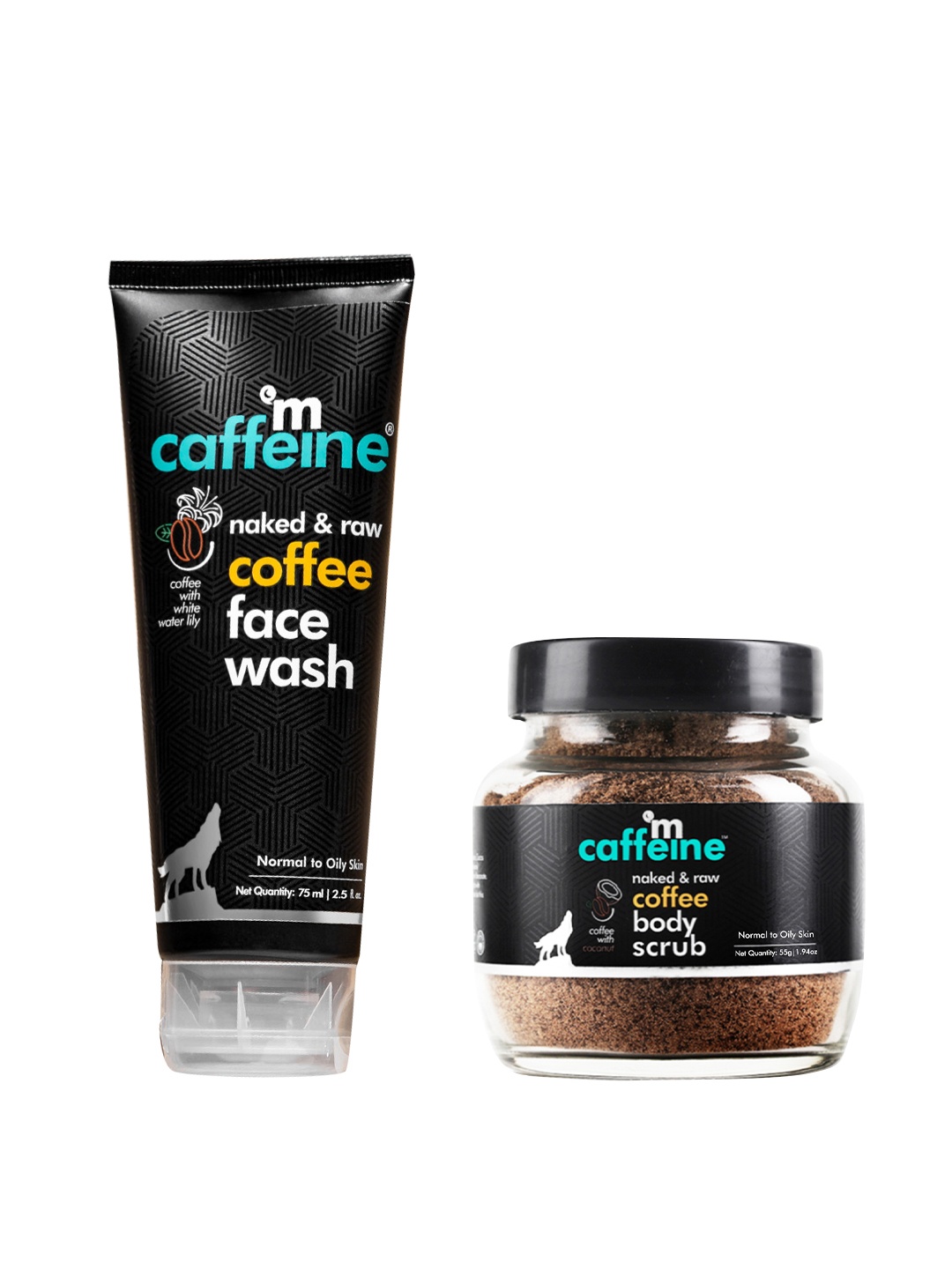 

MCaffeine Set of Coffee Face Wash 75ml & Body Scrub 55g, Brown