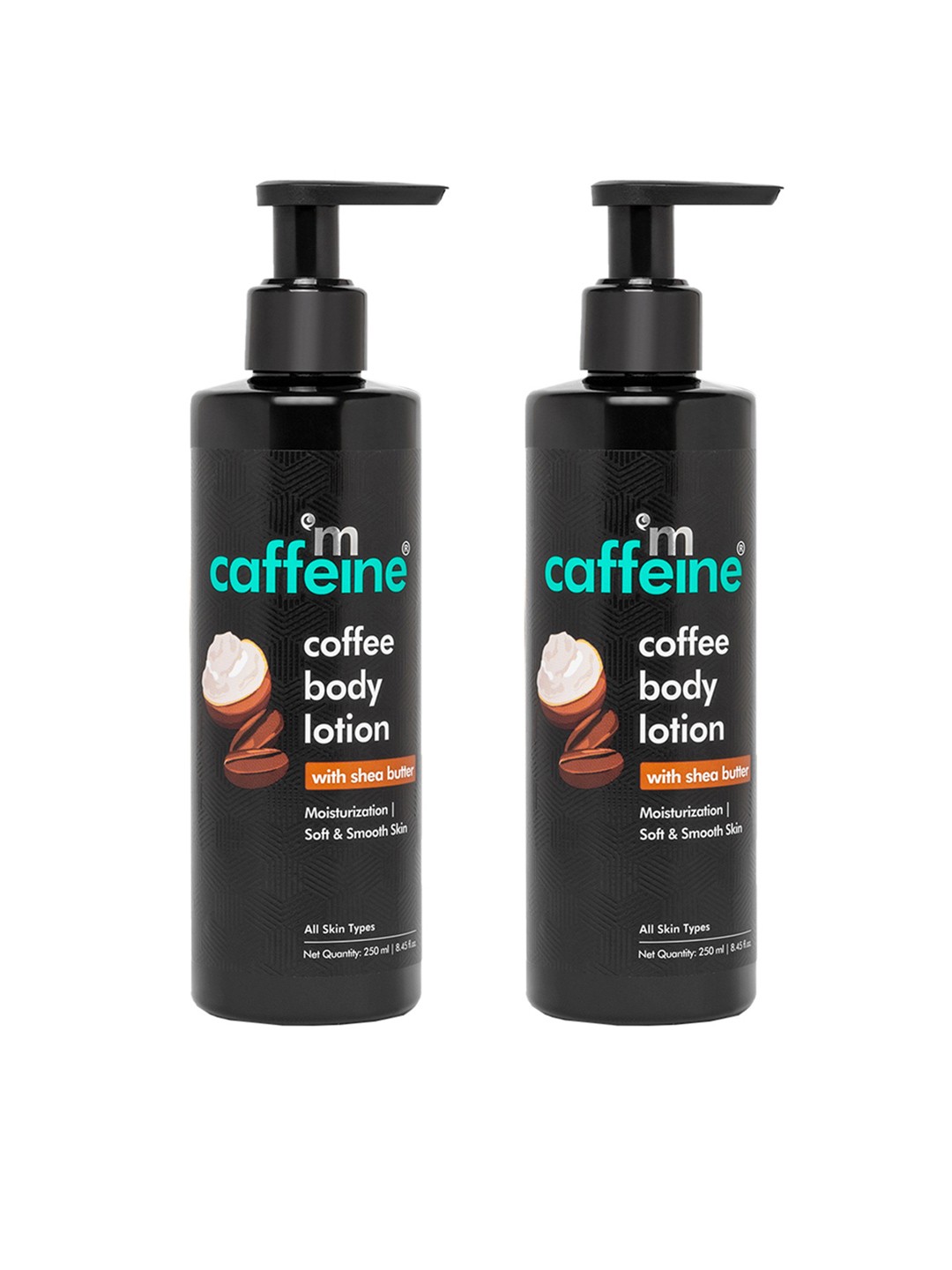 

Mcaffeine Set of 2 Coffee Body Lotion with Shea Butter - 250 ml each, Black