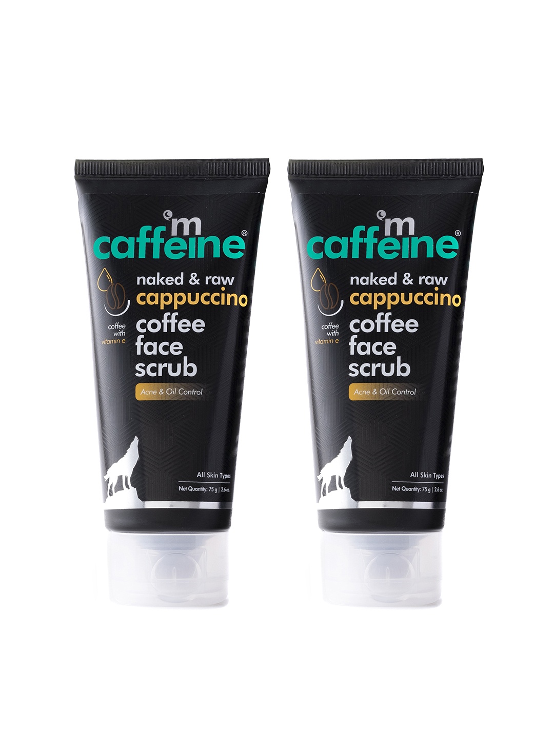 

MCaffeine Set of 2 Anti-Acne Cappuccino Scrub with Coffee for Mild Exfoliation - 75g each, Brown