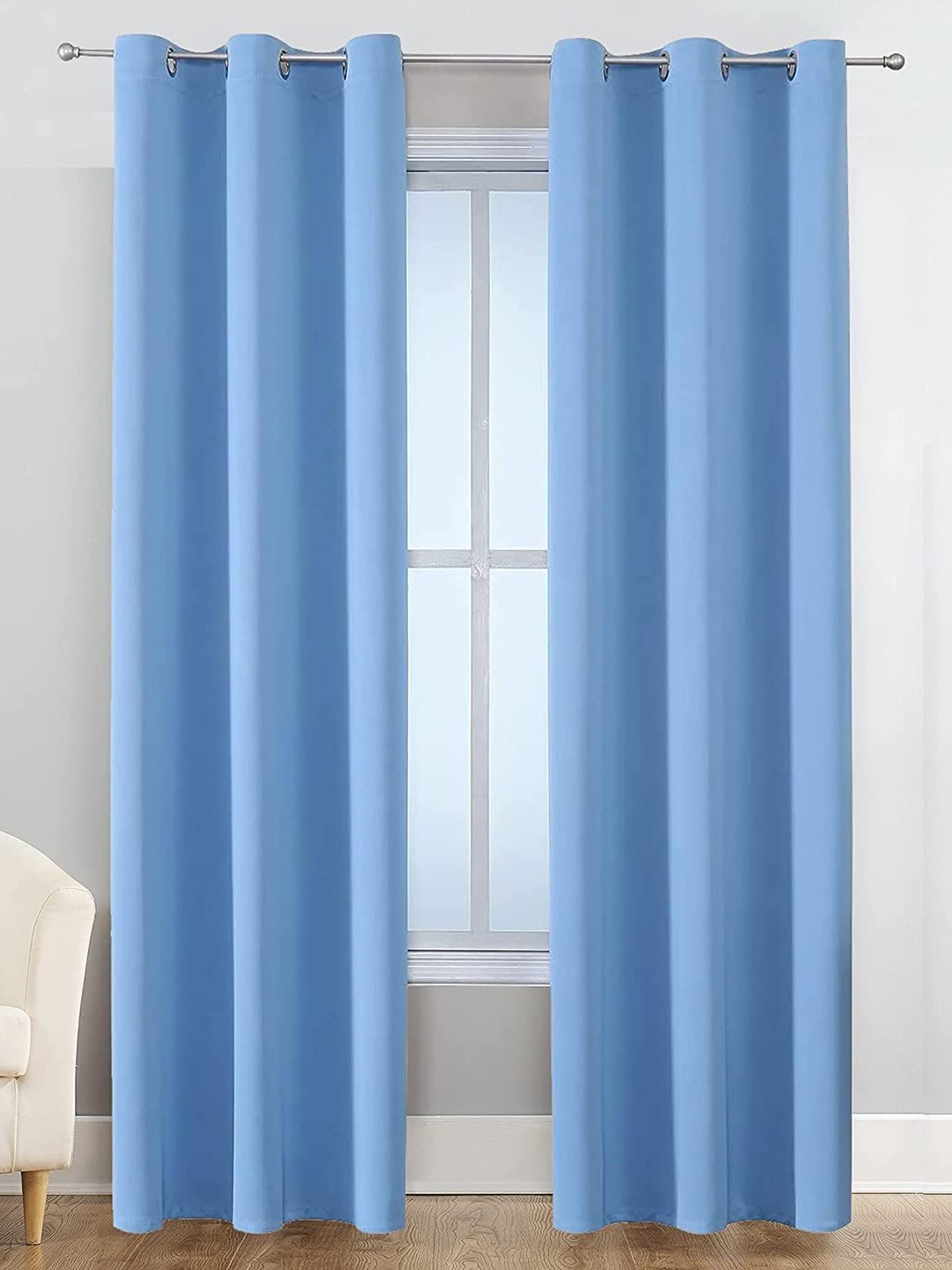 

JARS Collections Blue 3 Pieces Silk Black Out Door Curtain