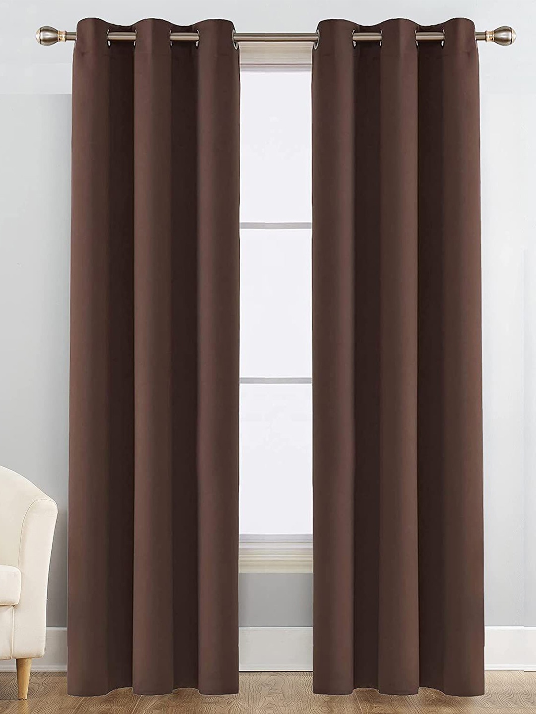 

JARS Collections Brown 2 Pieces Silk Black Out Long Door Curtain