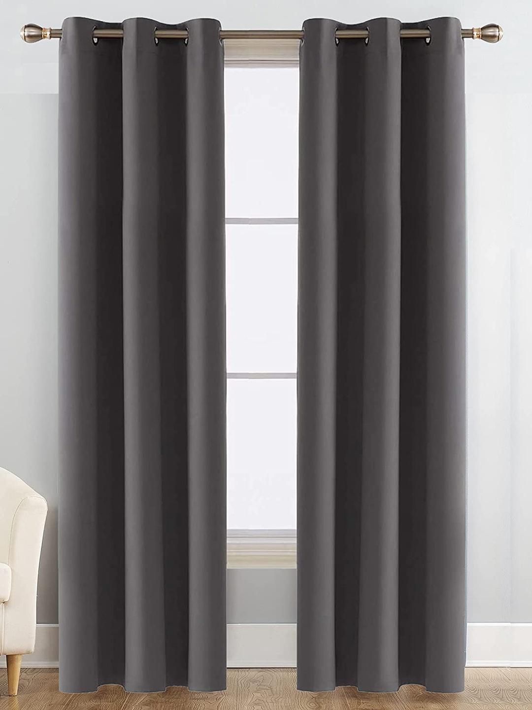 

JARS Collections Grey 2 Pieces Silk Black Out Window Curtain