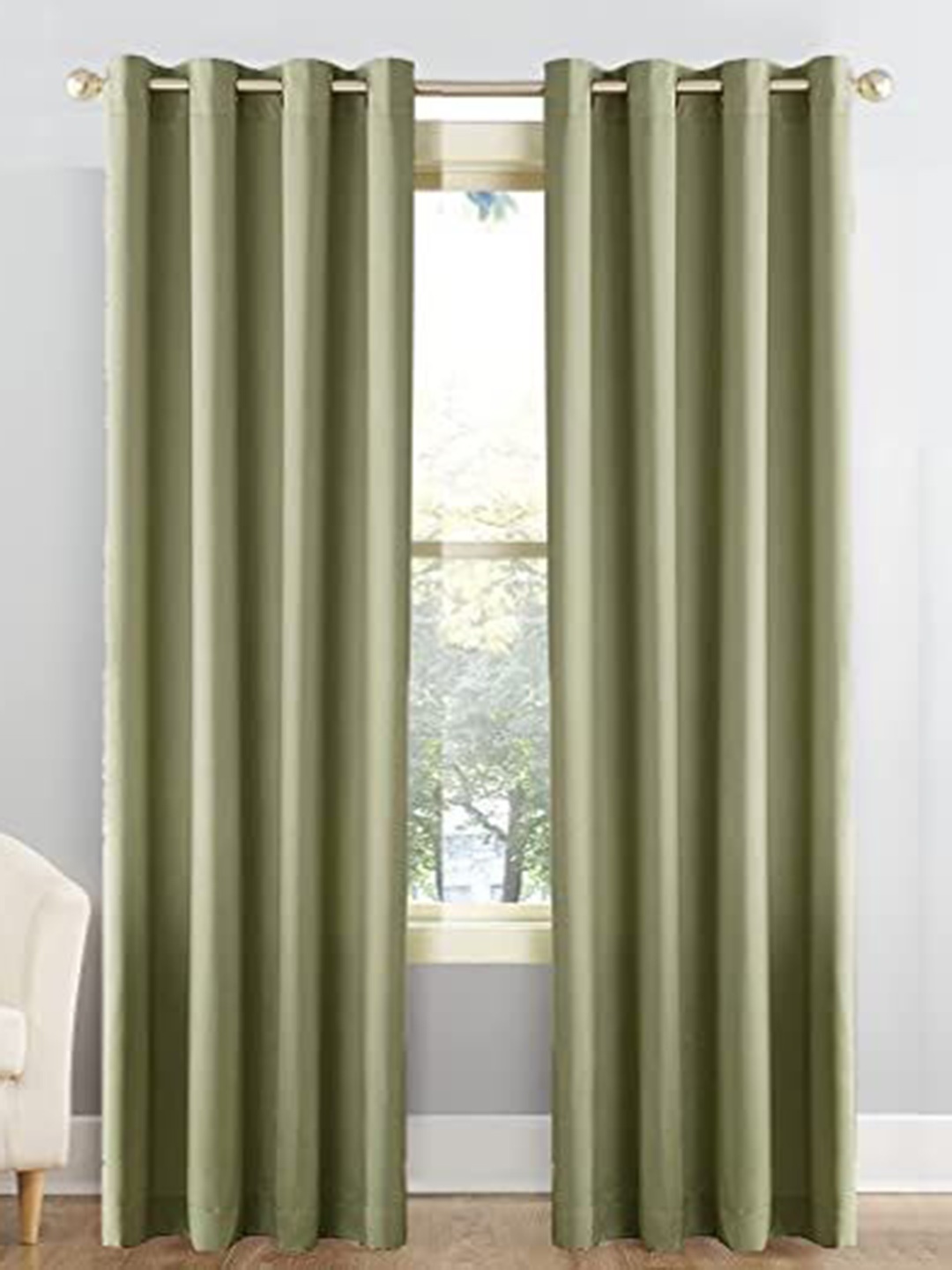 

JARS Collections Green Silk Black Out Window Curtain, Olive
