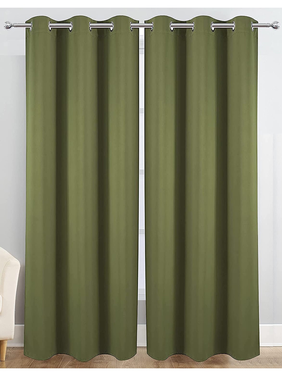 

JARS Collections Green 3 Pieces Silk Black Out Door Curtain