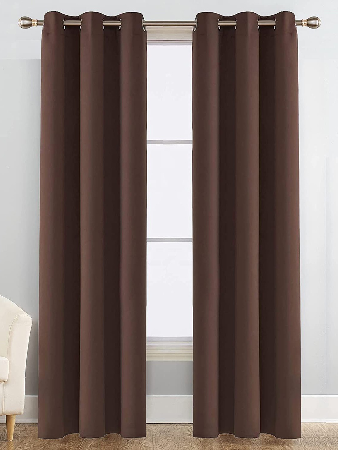 JARS Collections Brown Silk Black Out Door Curtain