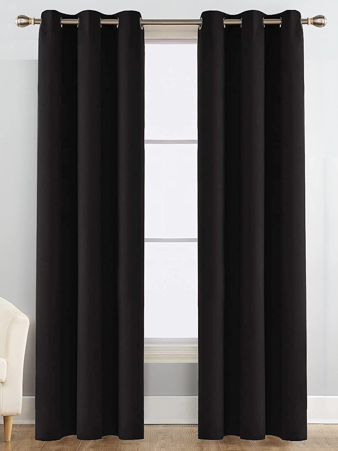 

JARS Collections Black 2 Pieces Silk Black Out Door Curtain