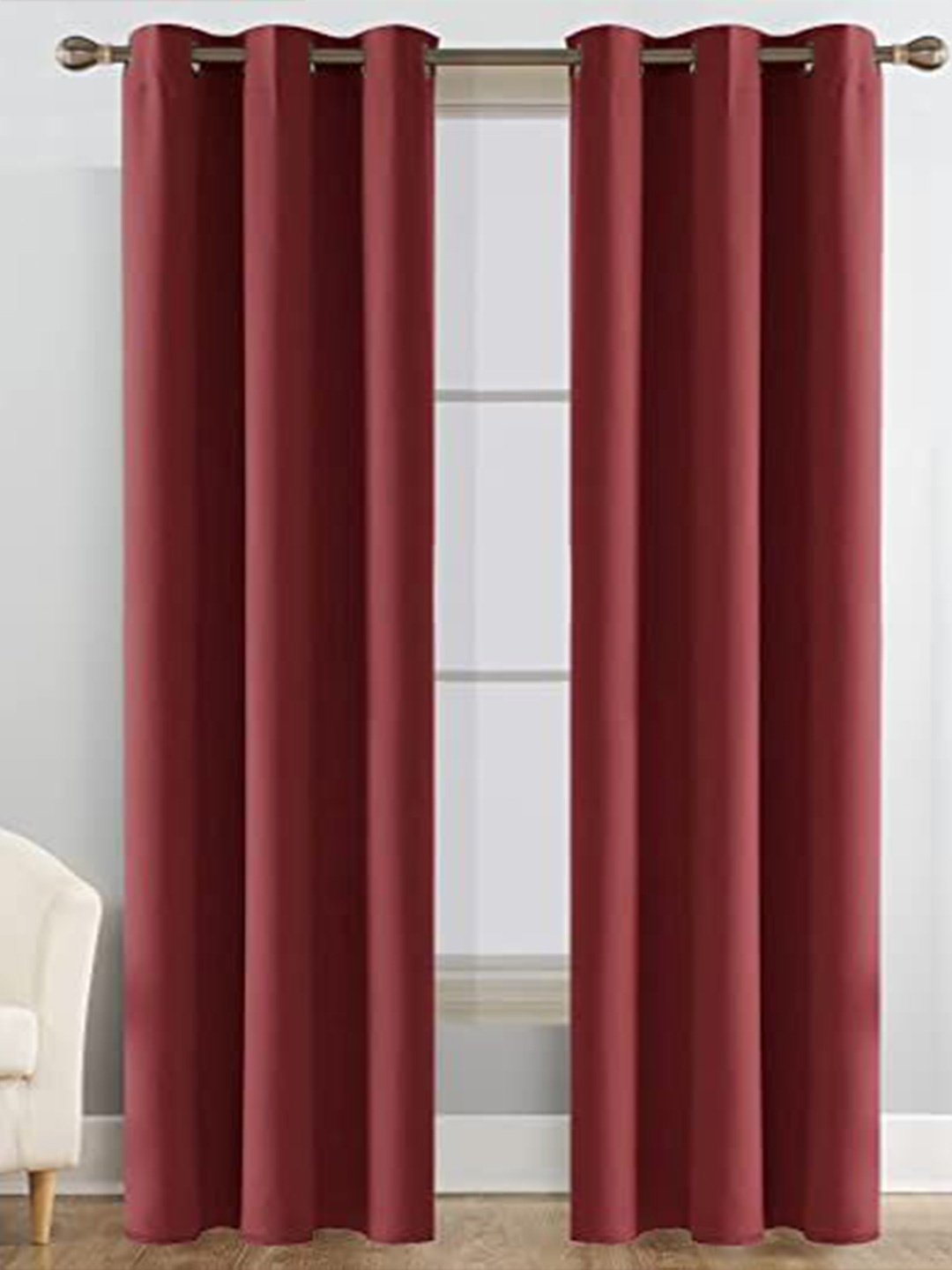 

JARS Collections Maroon 2 Pieces Silk Black Out Window Curtain