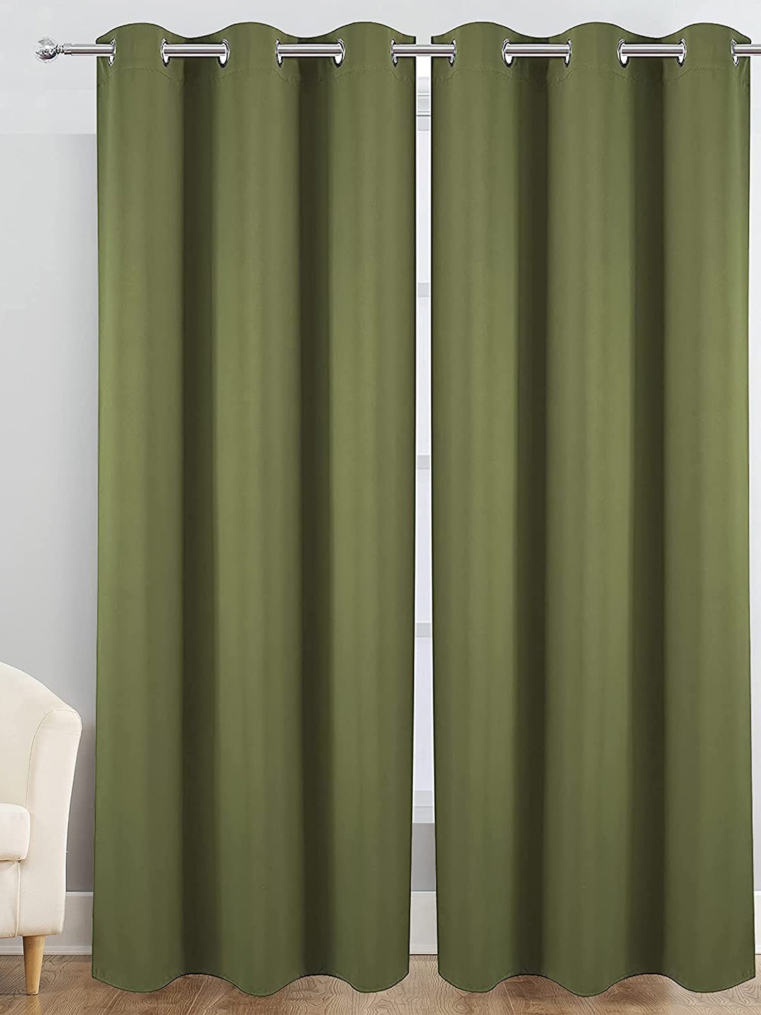 

JARS Collections Green 2 Pieces Silk Black Out Window Curtain