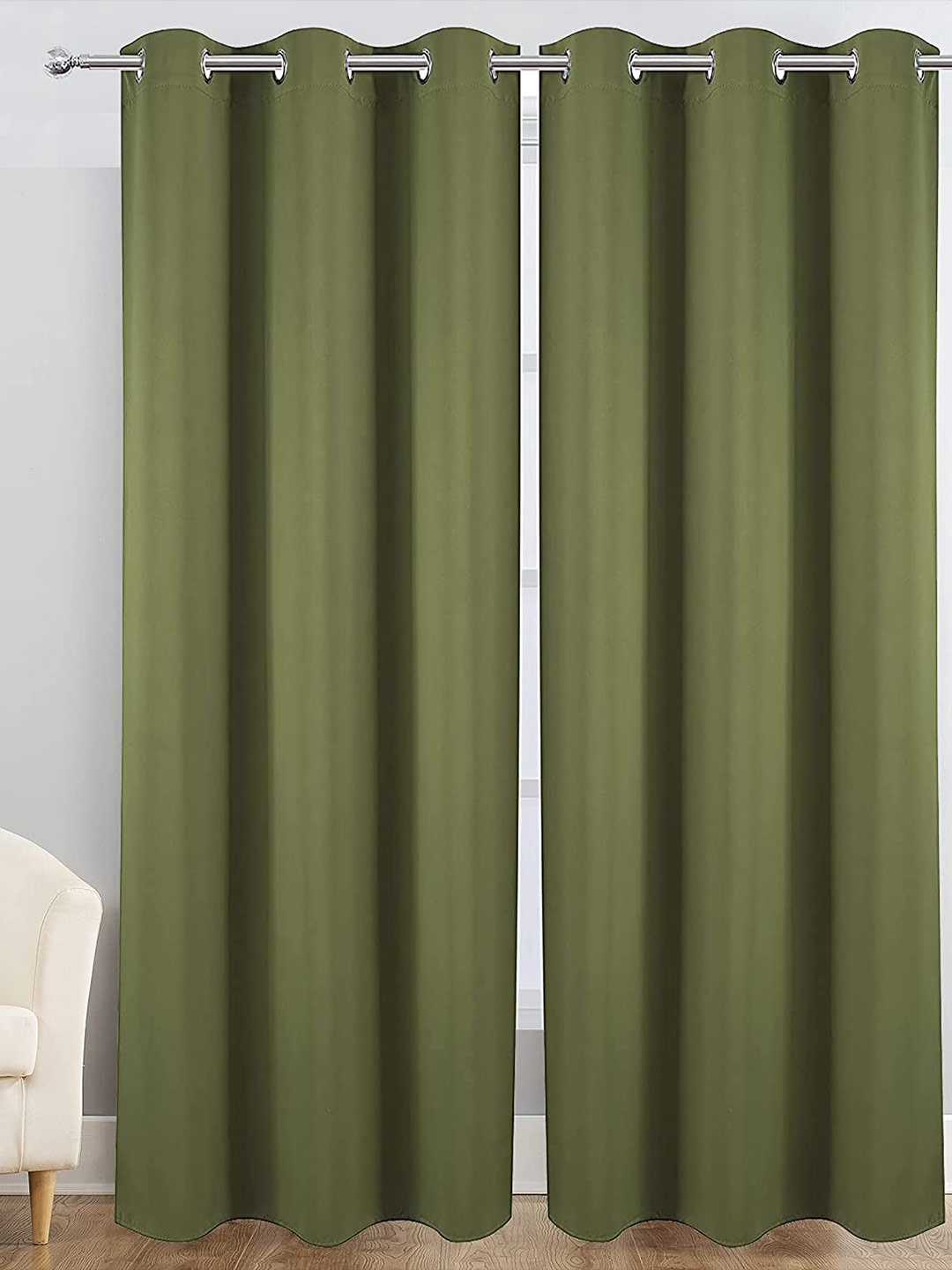 

JARS Collections Green 2 Pieces Silk Black Out Window Curtain