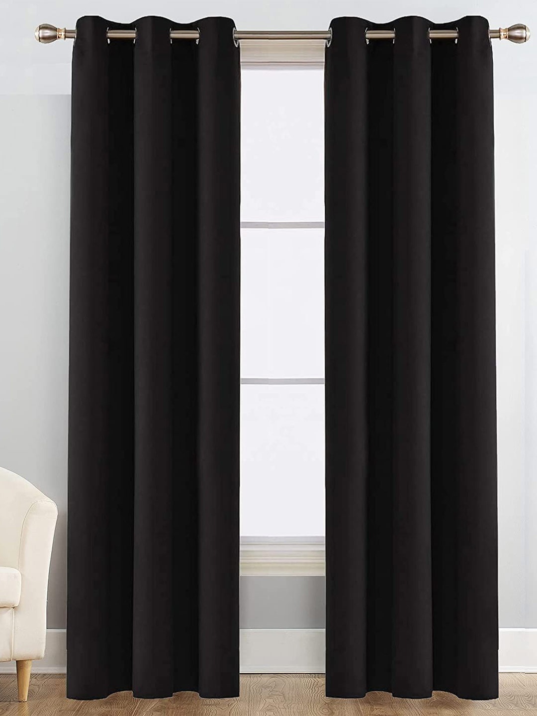 

JARS Collections Black 2 Pieces Silk Black Out Window Curtain