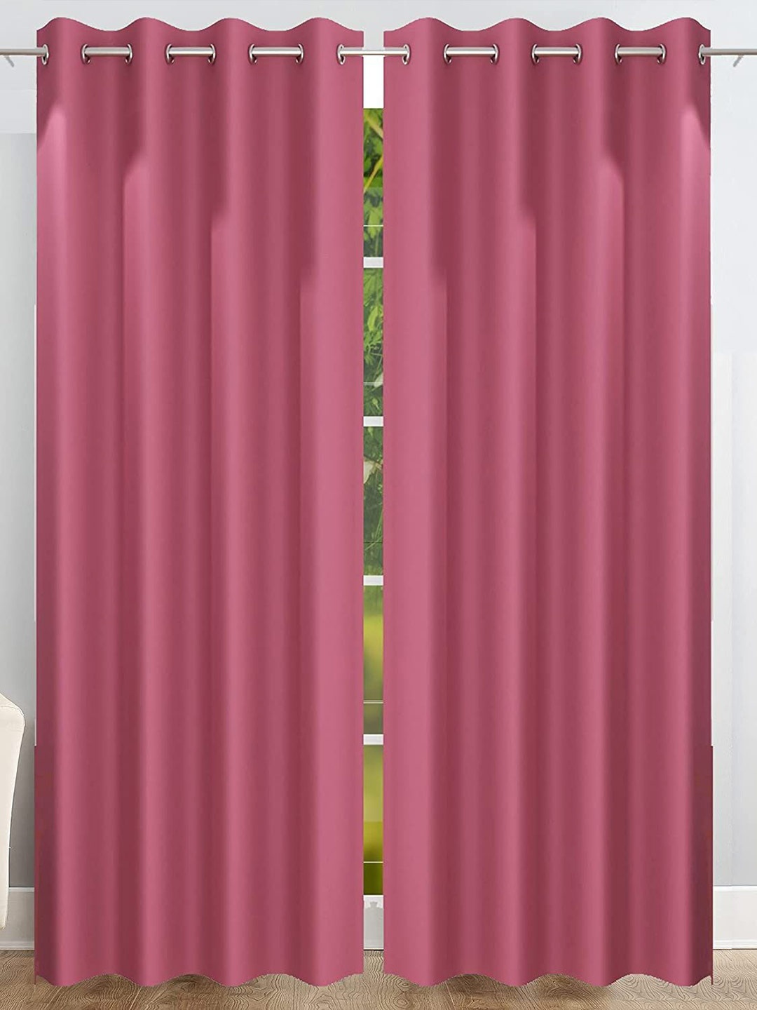 

JARS Collections Pink 2 Pieces Silk Black Out Door Curtain