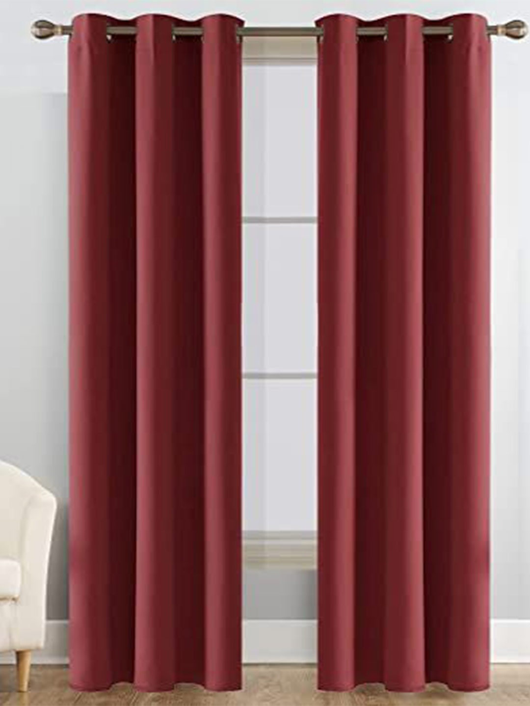 

JARS Collections Maroon 2 Pieces Silk Black Out Door Curtain