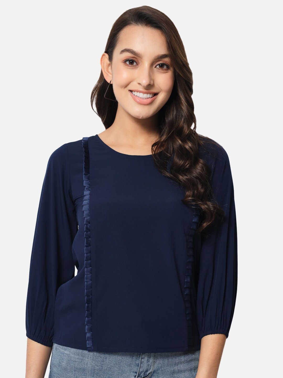 

ALL WAYS YOU Puff Sleeves Gathers Top, Blue