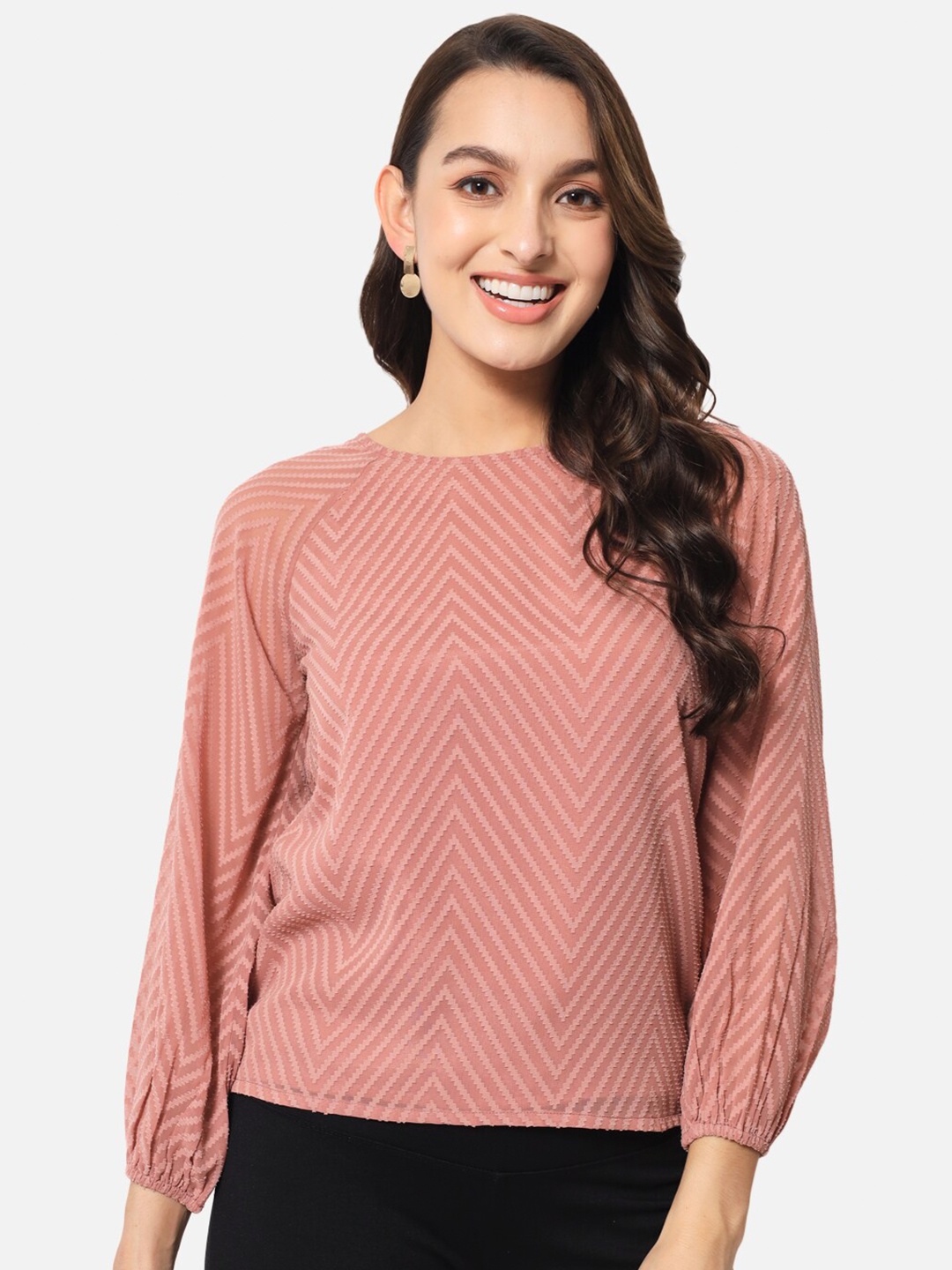 

ALL WAYS YOU Raglan Sleeves Round Neck Regular Top, Brown