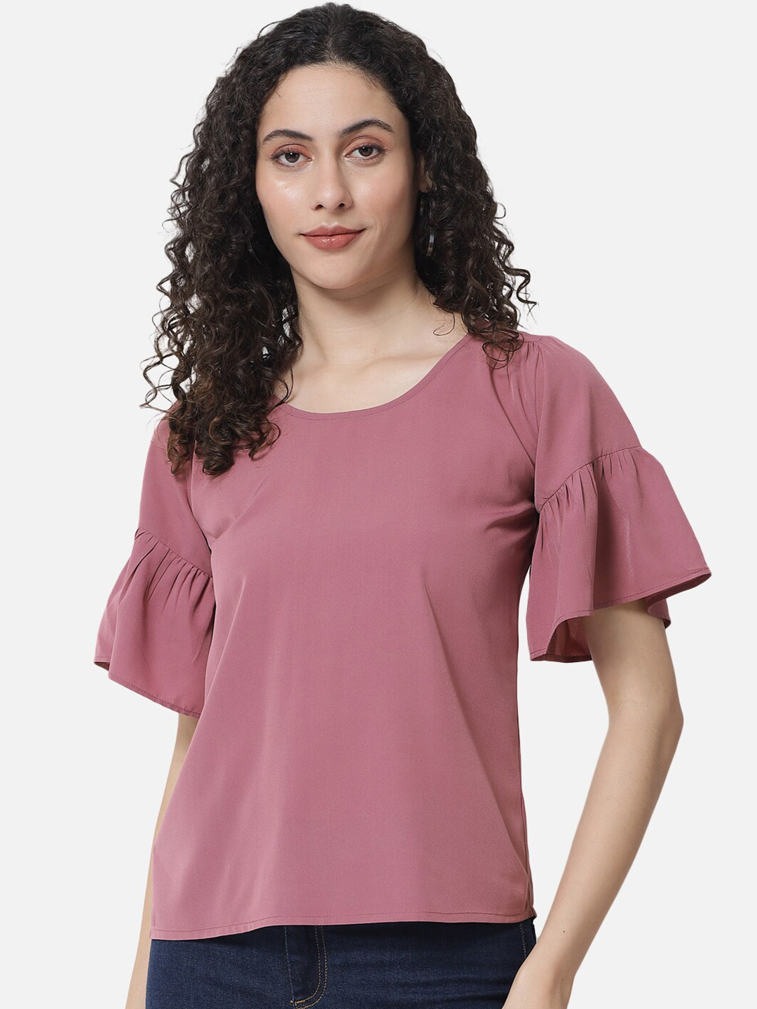 

ALL WAYS YOU Bell Sleeve Crepe Top, Pink