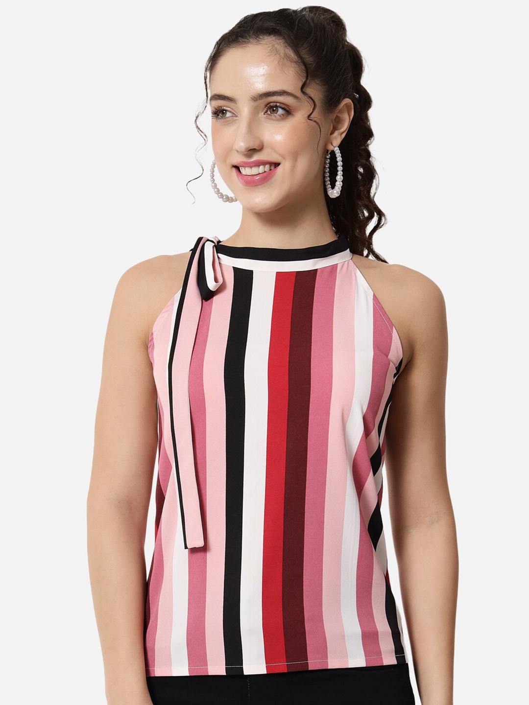 

ALL WAYS YOU Striped Sleeveless Crepe Top, Pink