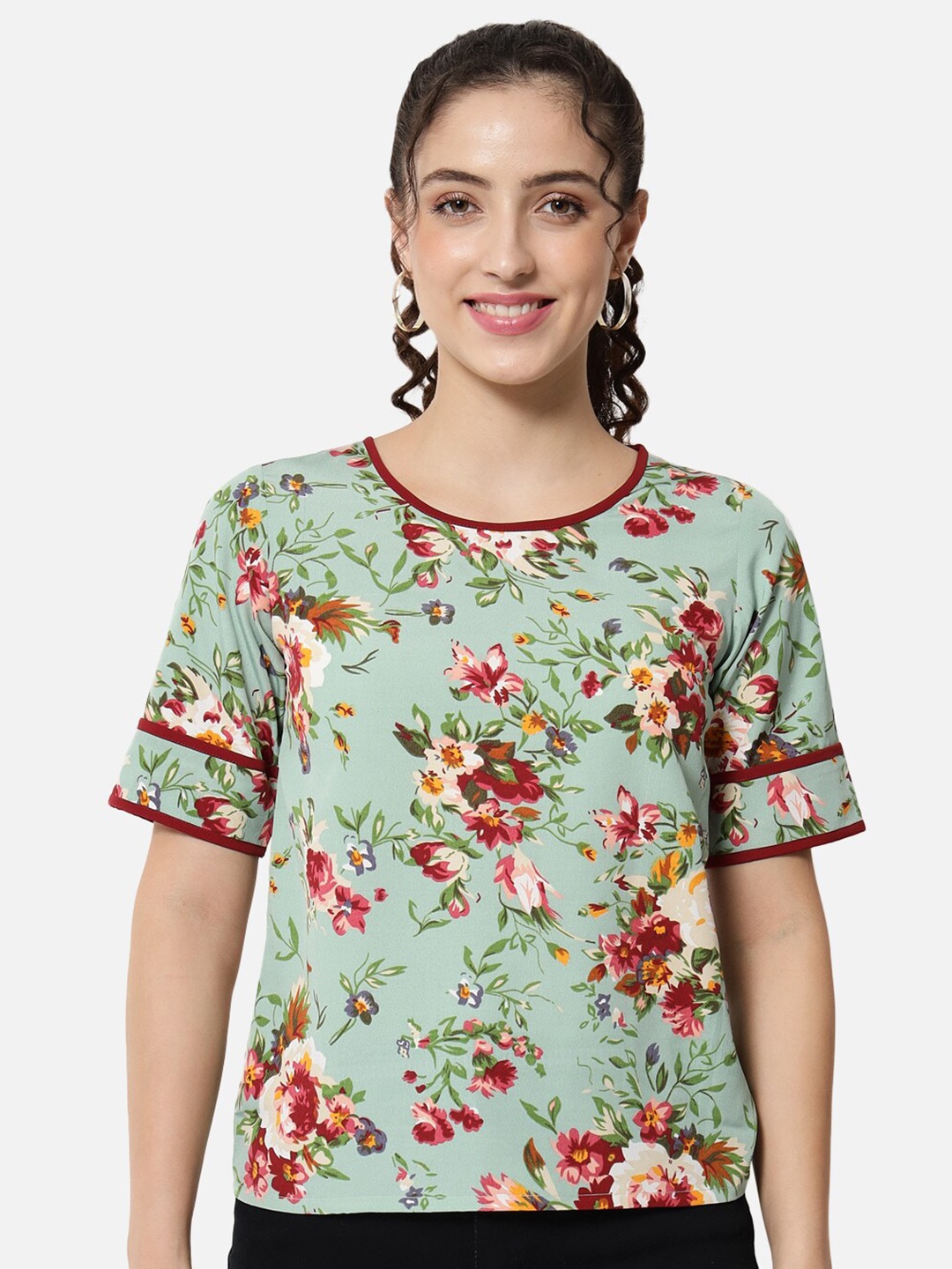 

ALL WAYS YOU Floral Printed Casual Top, Green