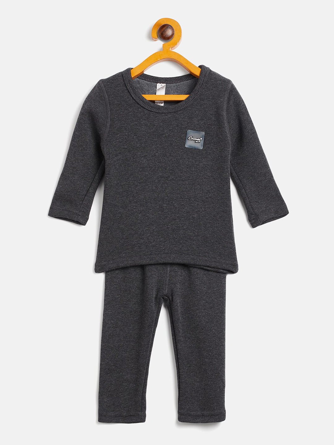 

Camey Kids Round Neck Top & Bottom Thermal Set, Grey