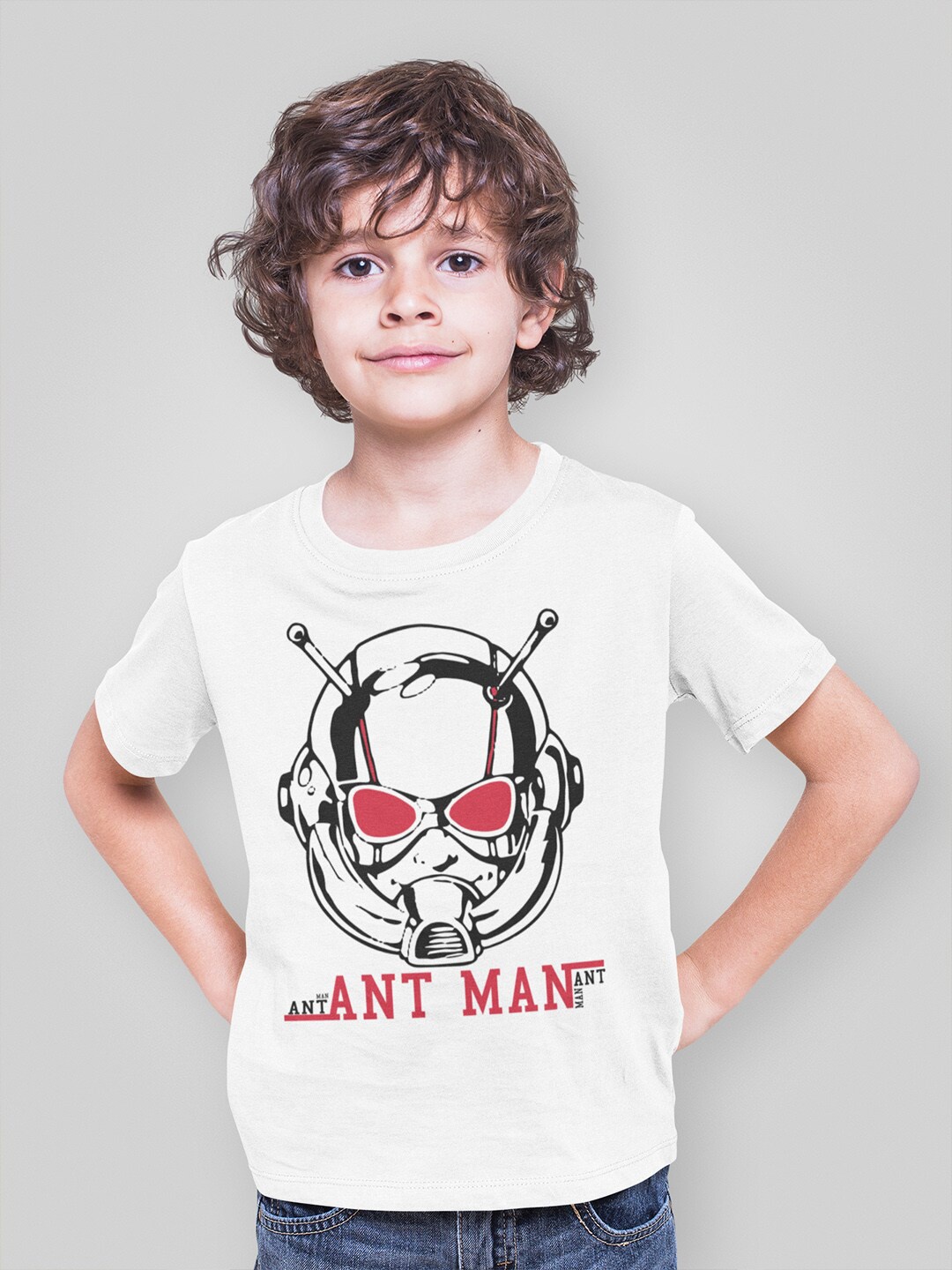 

KINSEY Boys Ant Man Graphic Printed T-shirt, White