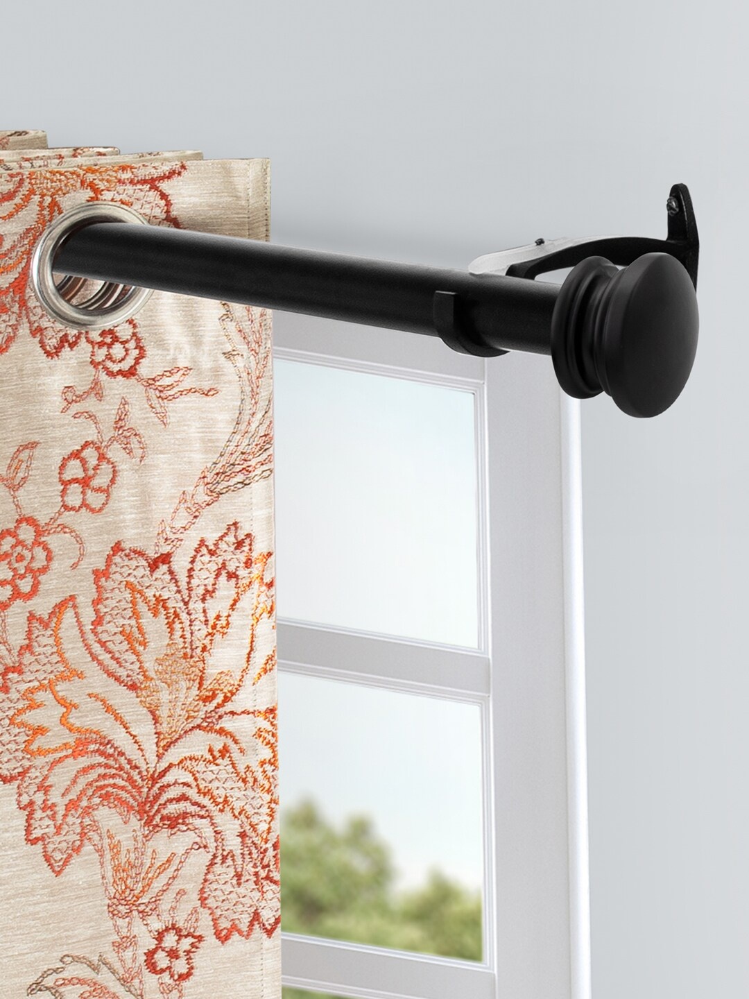 

Deco Window Black 2 Pieces Extendable Curtain Rods With Brackets
