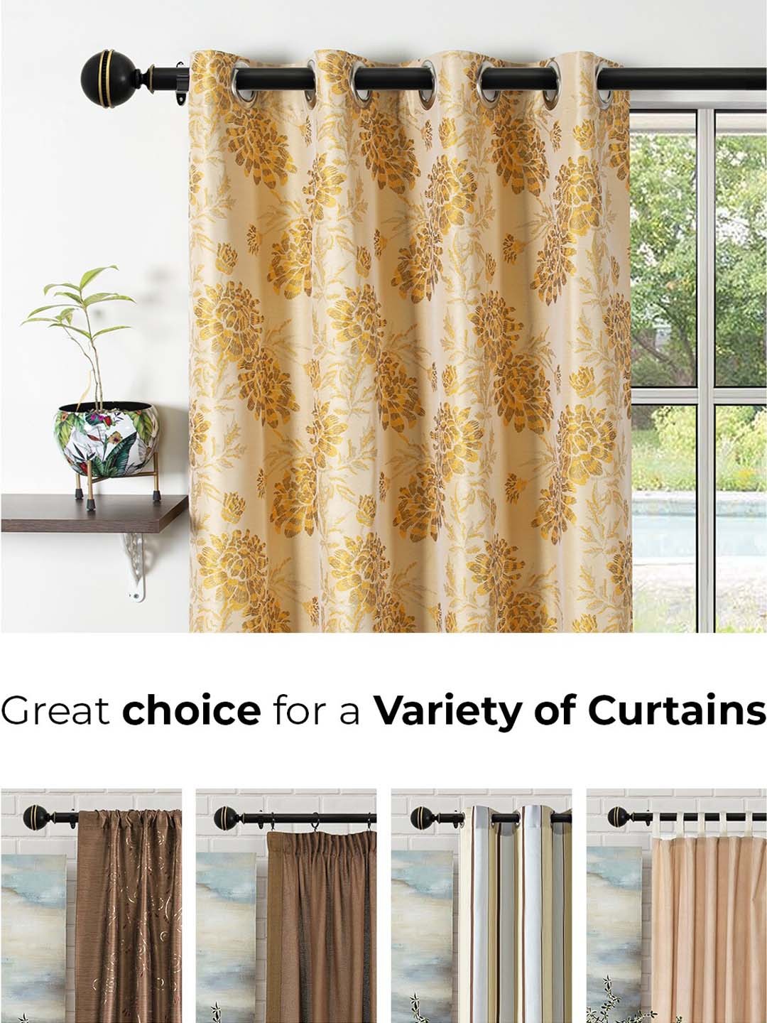 

Deco Window Black Extendable Curtain Rods With Brackets