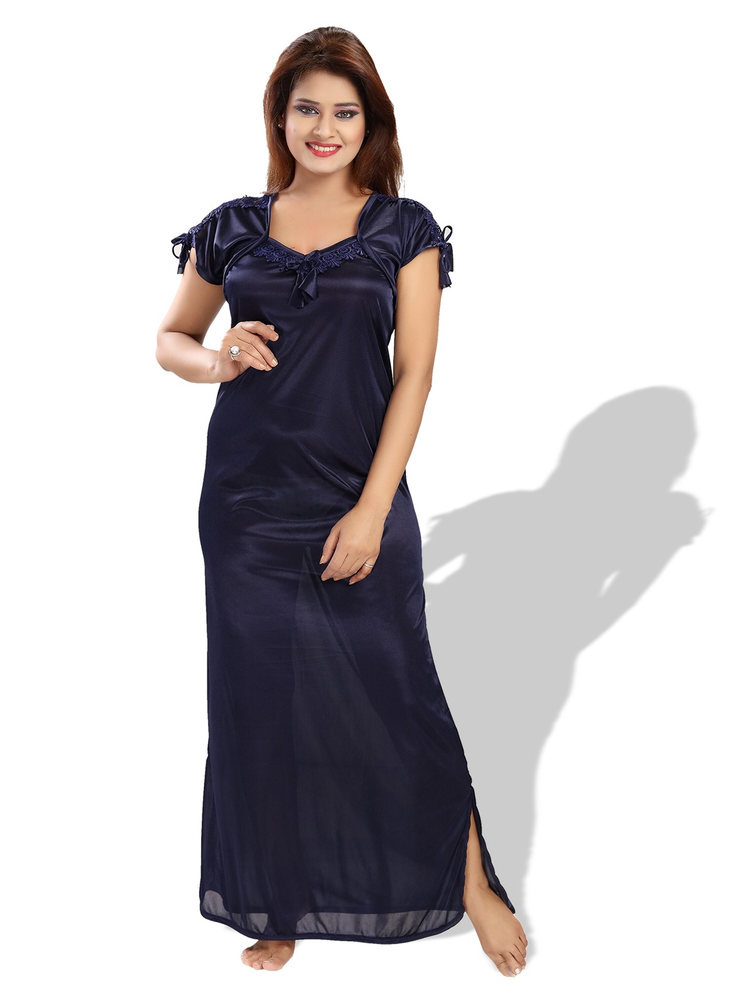 

SHOPPING STATION Square Neck Lace Up Detail Satin Maxi Nightdress, Blue