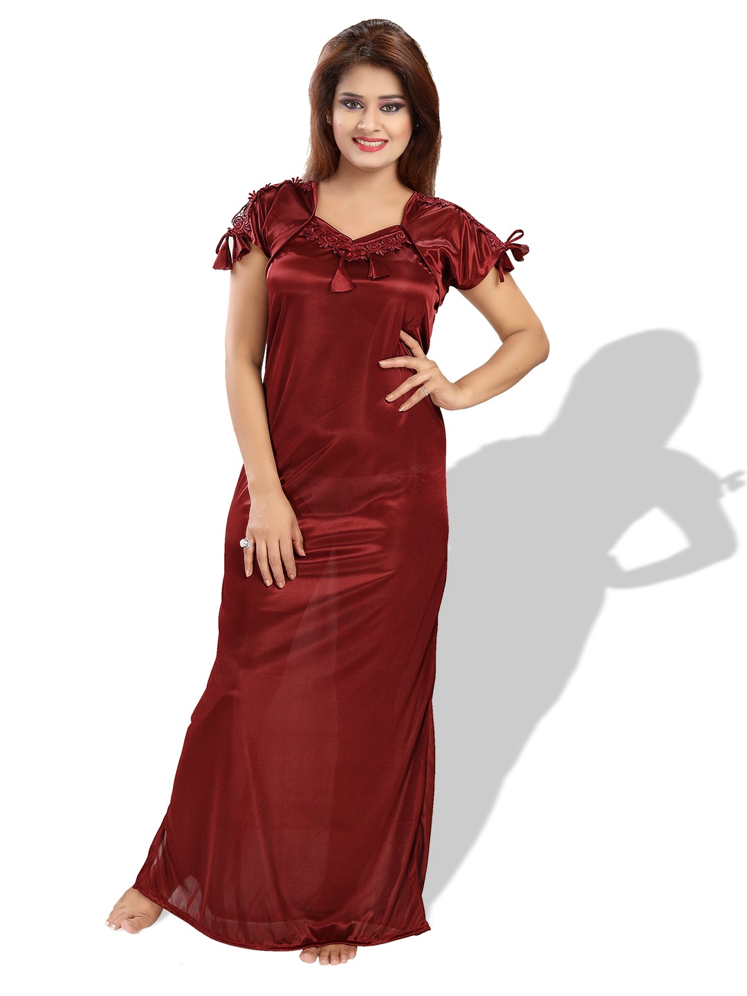 

SHOPPING STATION Satin Maxi Nightdress, Maroon