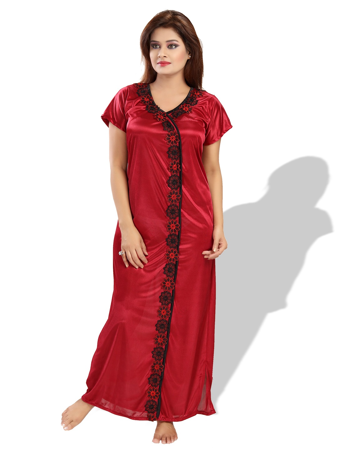 

SHOPPING STATION Satin Maxi Nightdress, Maroon