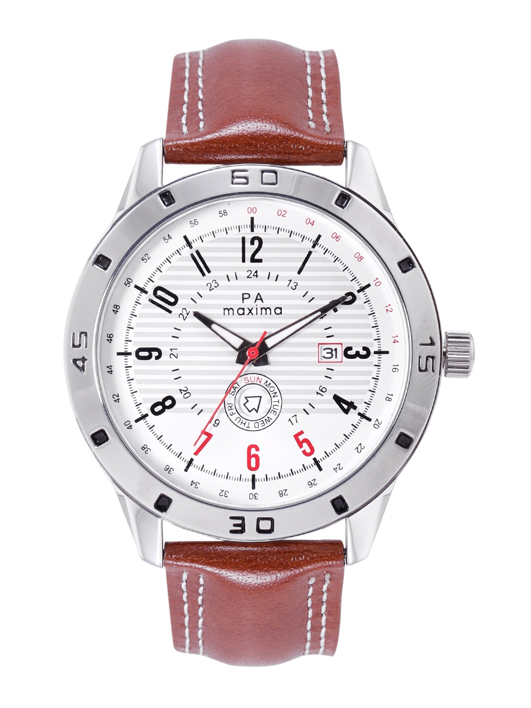 

maxima Men Brass Dial & Leather Straps Analogue Watch O-52020LMGI, White