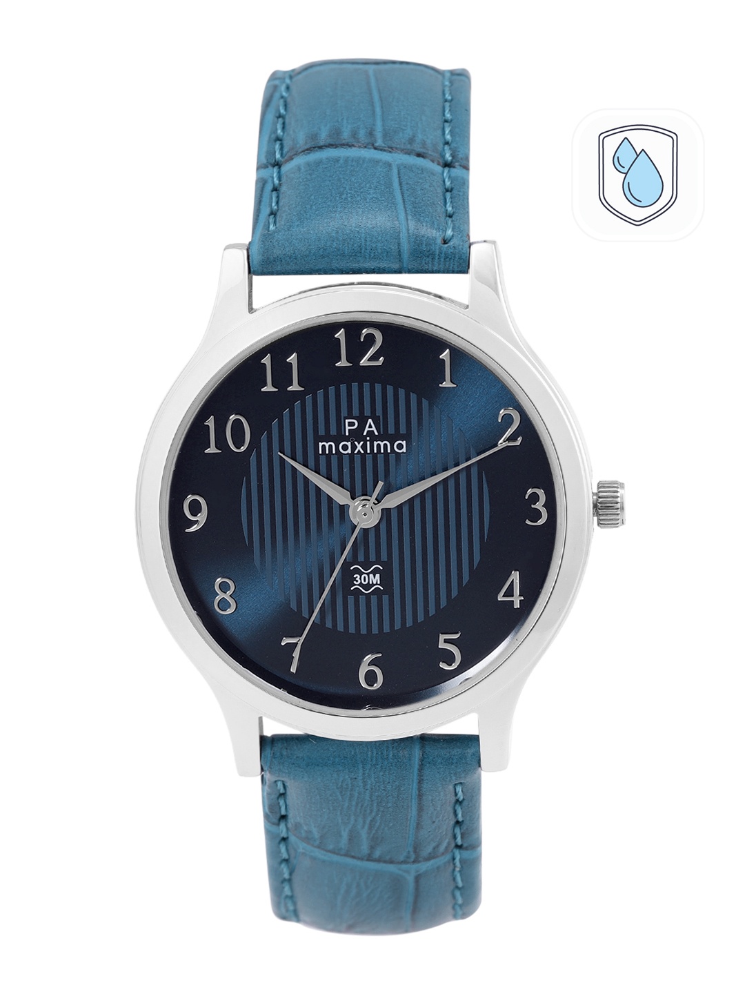 

maxima Men Leather Straps Analogue Watch 44965LMGI, Blue