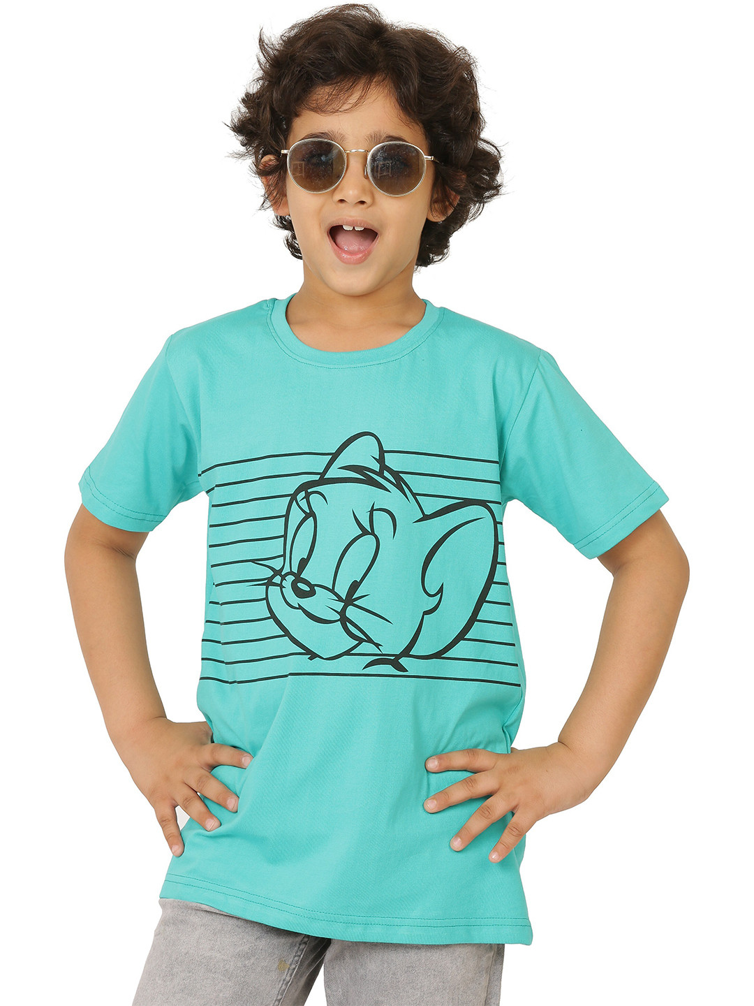 

SmartRAHO Boys Jerry Printed Casual Cotton T-shirt, Green