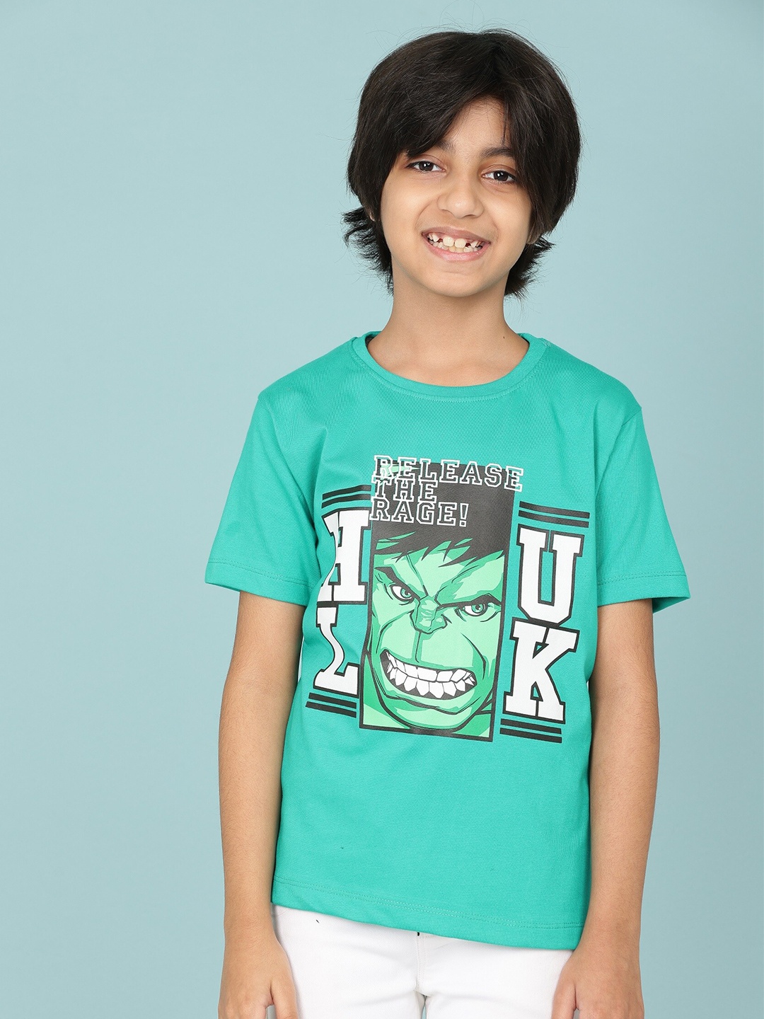 

SmartRAHO Boys Hulk Printed Cotton T-shirt, Green