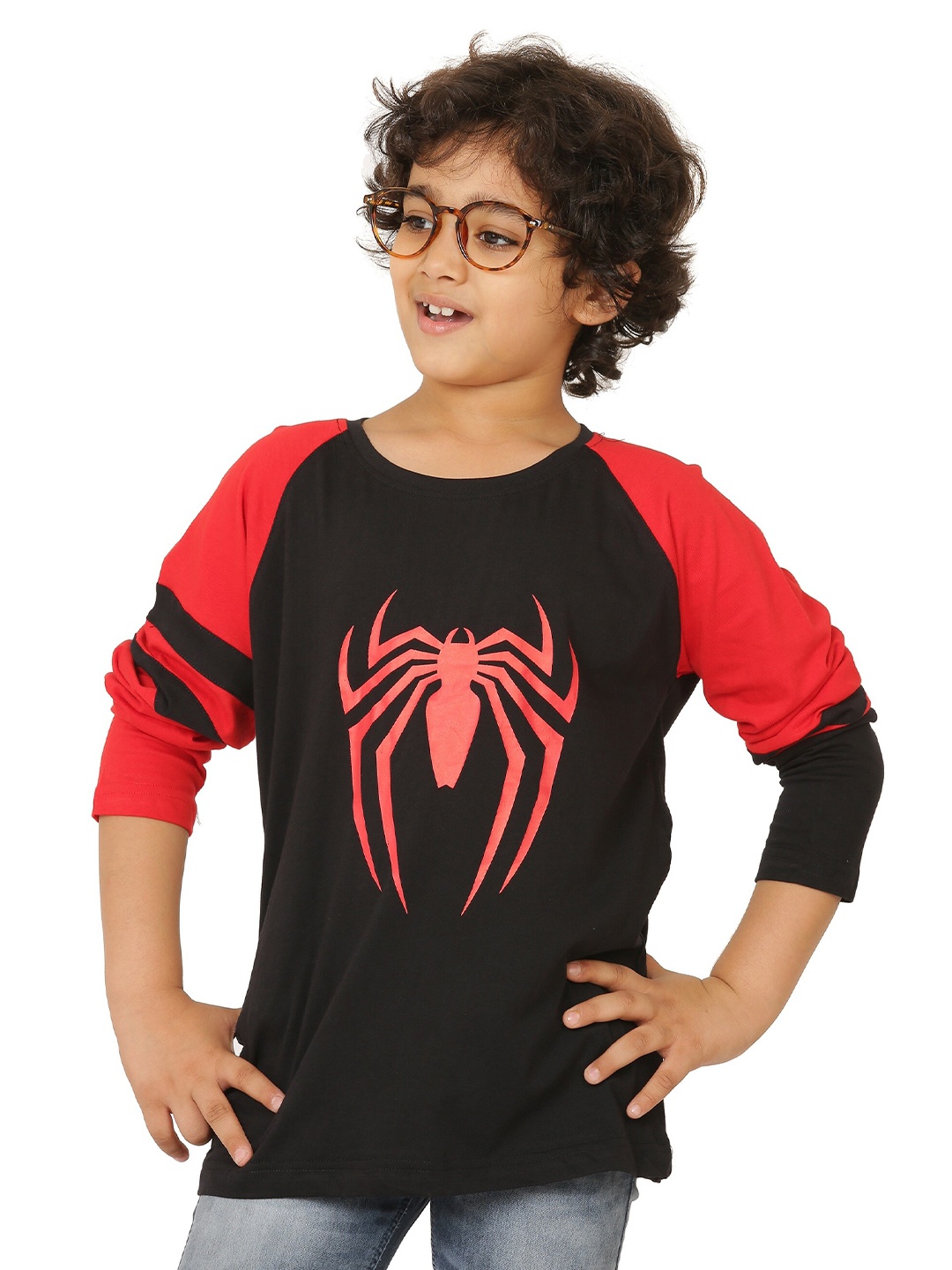 

SmartRAHO Boys Super Man Printed Cotton T-shirt, Black