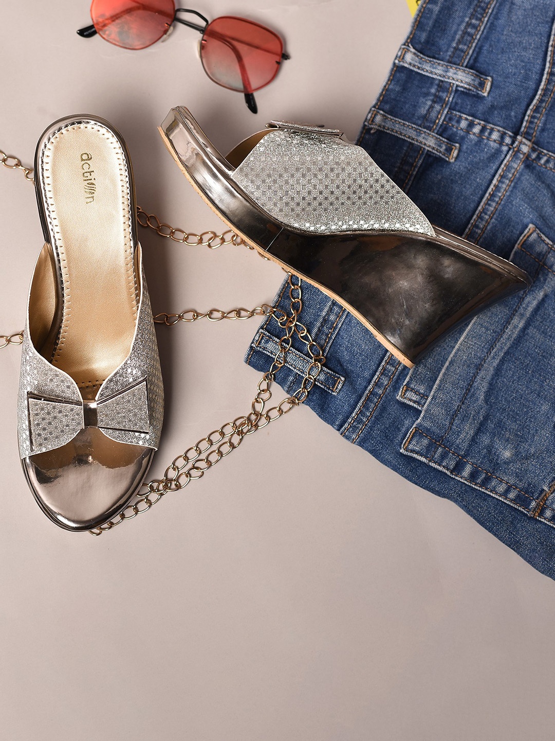 

Action Embellished Wedge Heels, Grey