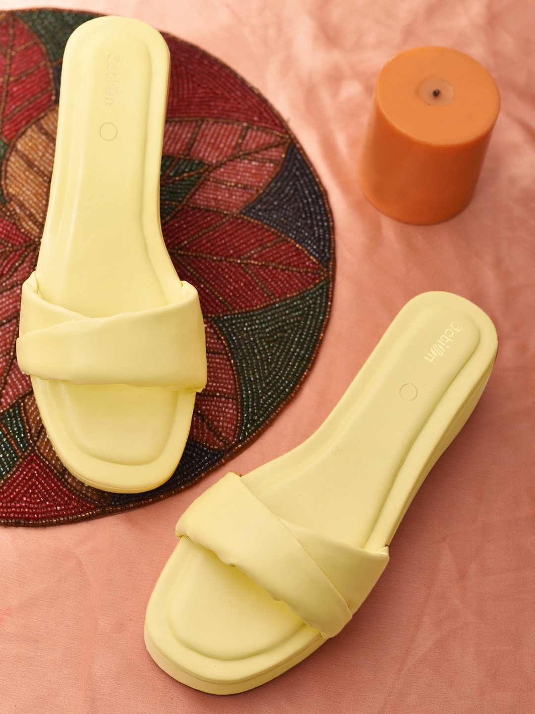 

Action Open Toe Flatform Heels, Yellow