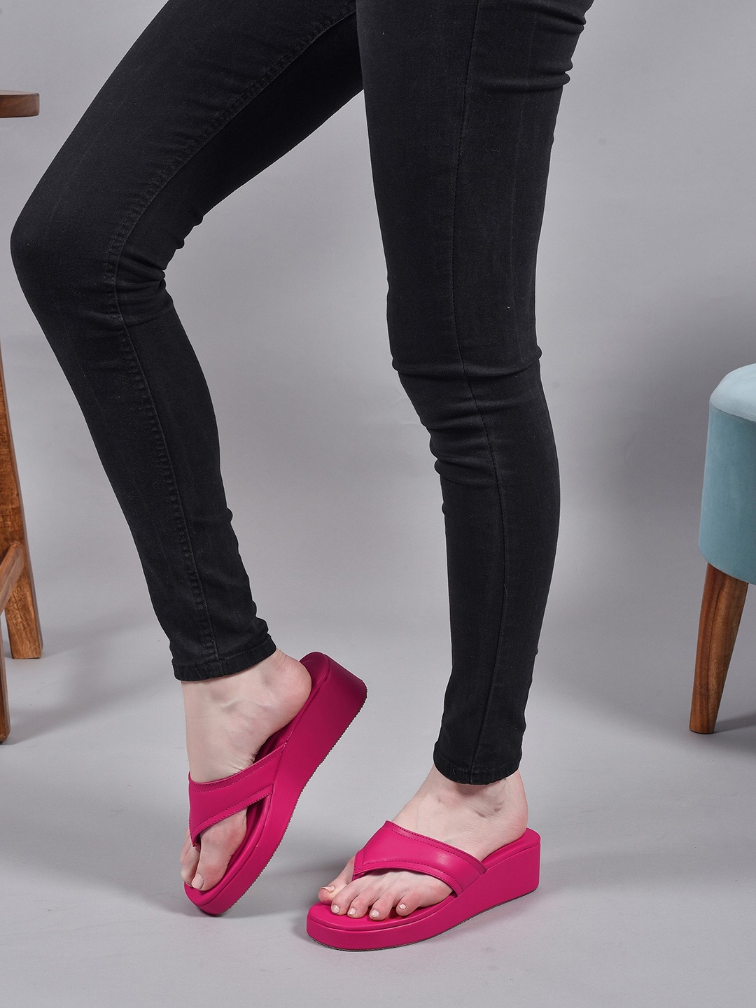 

Action T-Strap Flatform Heels, Pink